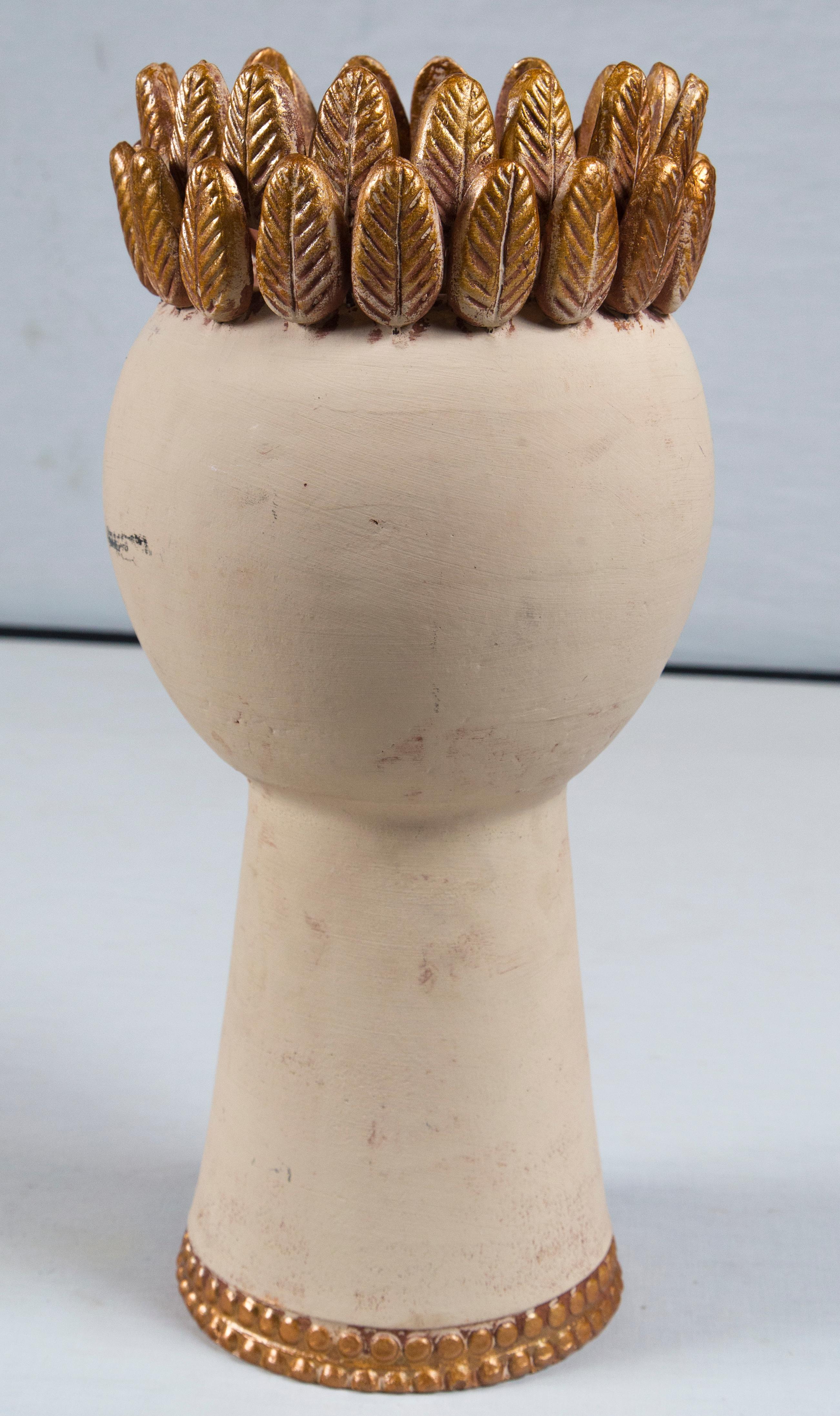 Mid-20th Century Handmade Pottery Head Vase