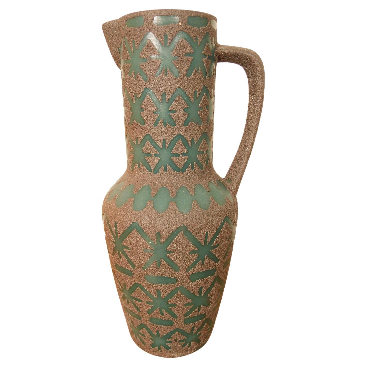 Handmade Pottery Vase with handle by Ceramno Rustica, Germany For Sale
