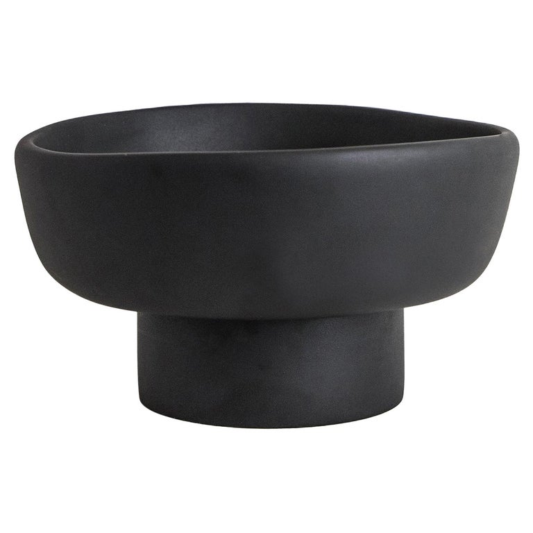 Handmade PreColumbian Inspired Black Resin Pedestal Bowl at 1stDibs