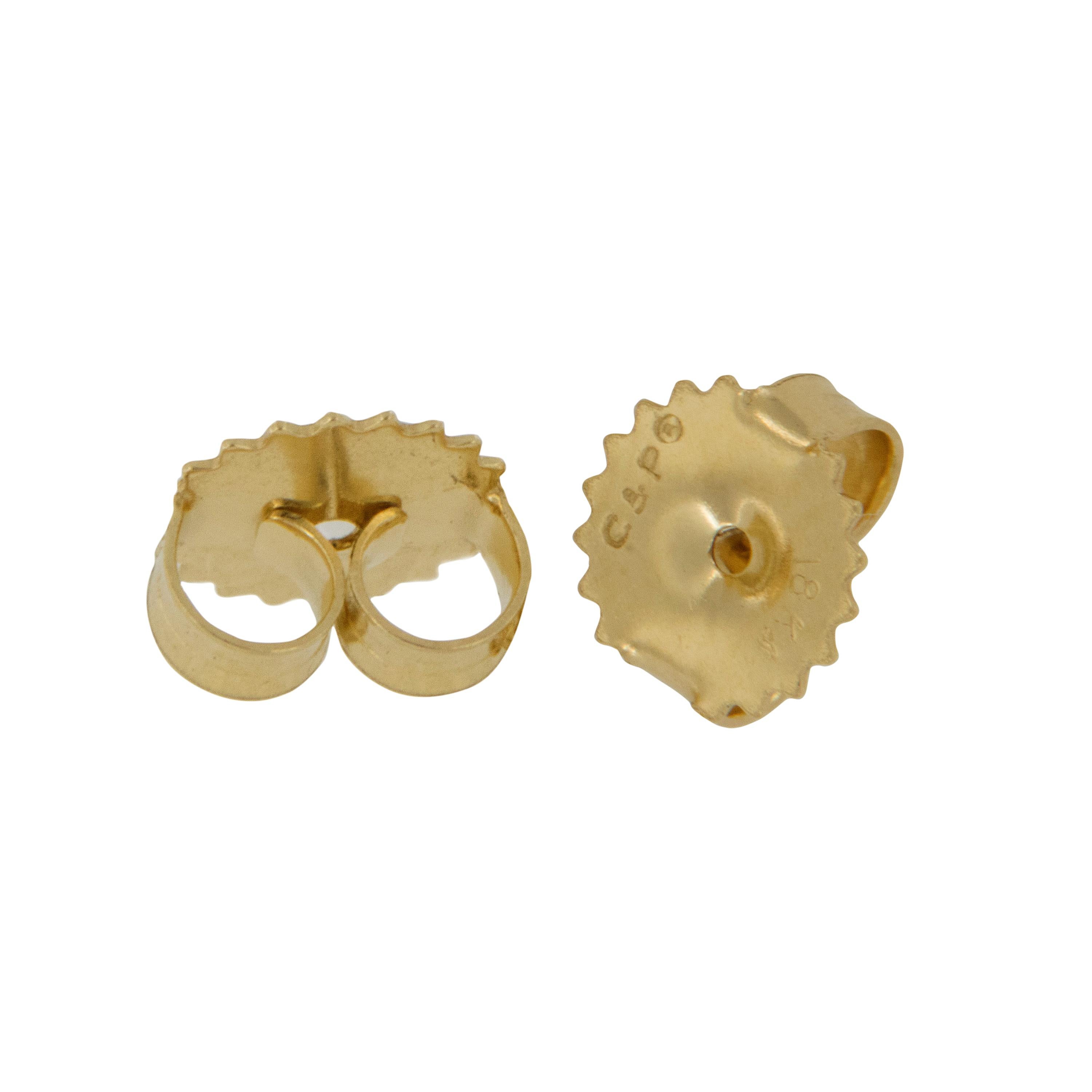 Handmade Pure 24 Karat Yellow Gold Round Button Style Earrings 1
