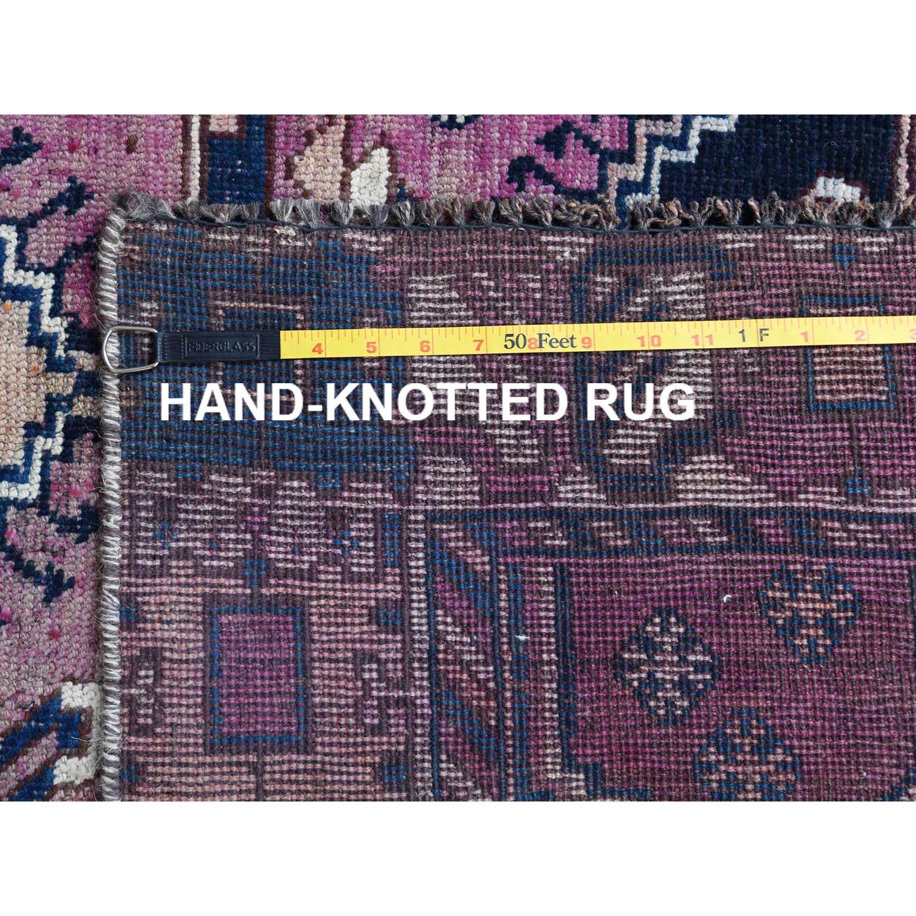 Mid-20th Century Handmade Purple Persian Shiraz Cropped Thin Bohemian Natural Wool Vintage Rug