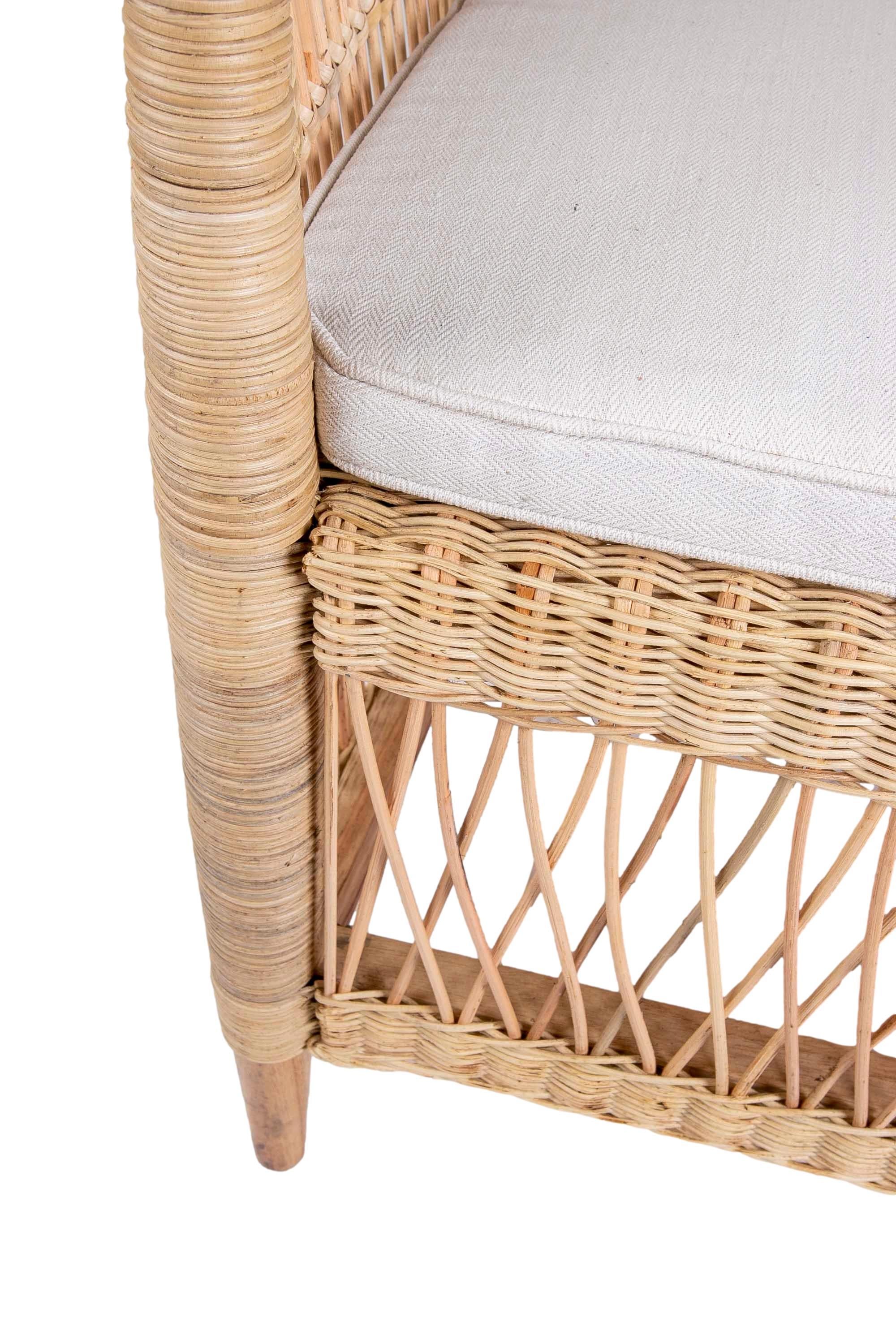 Handmade Rattan and Wooden Armchair For Sale 9