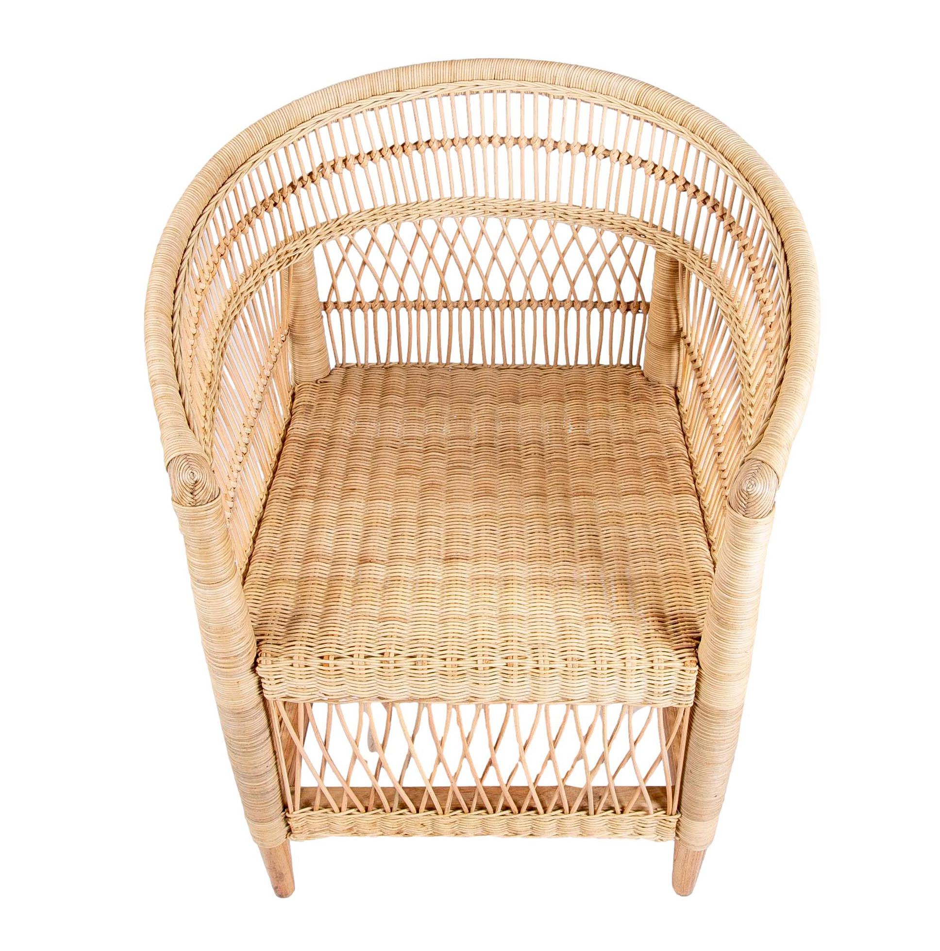 Handmade Rattan and Wooden Armchair For Sale 12