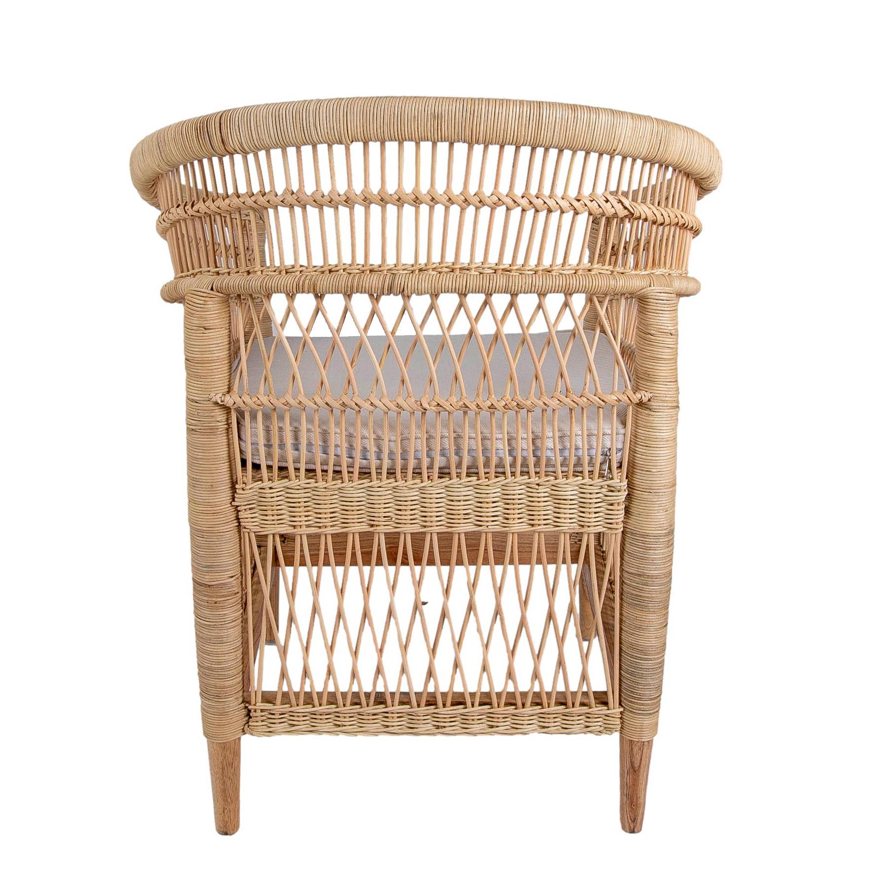 Handmade Rattan and Wooden Armchair For Sale 1