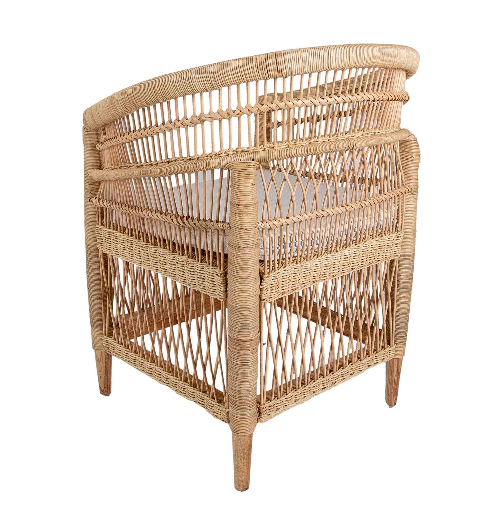 Handmade Rattan and Wooden Armchair For Sale 2