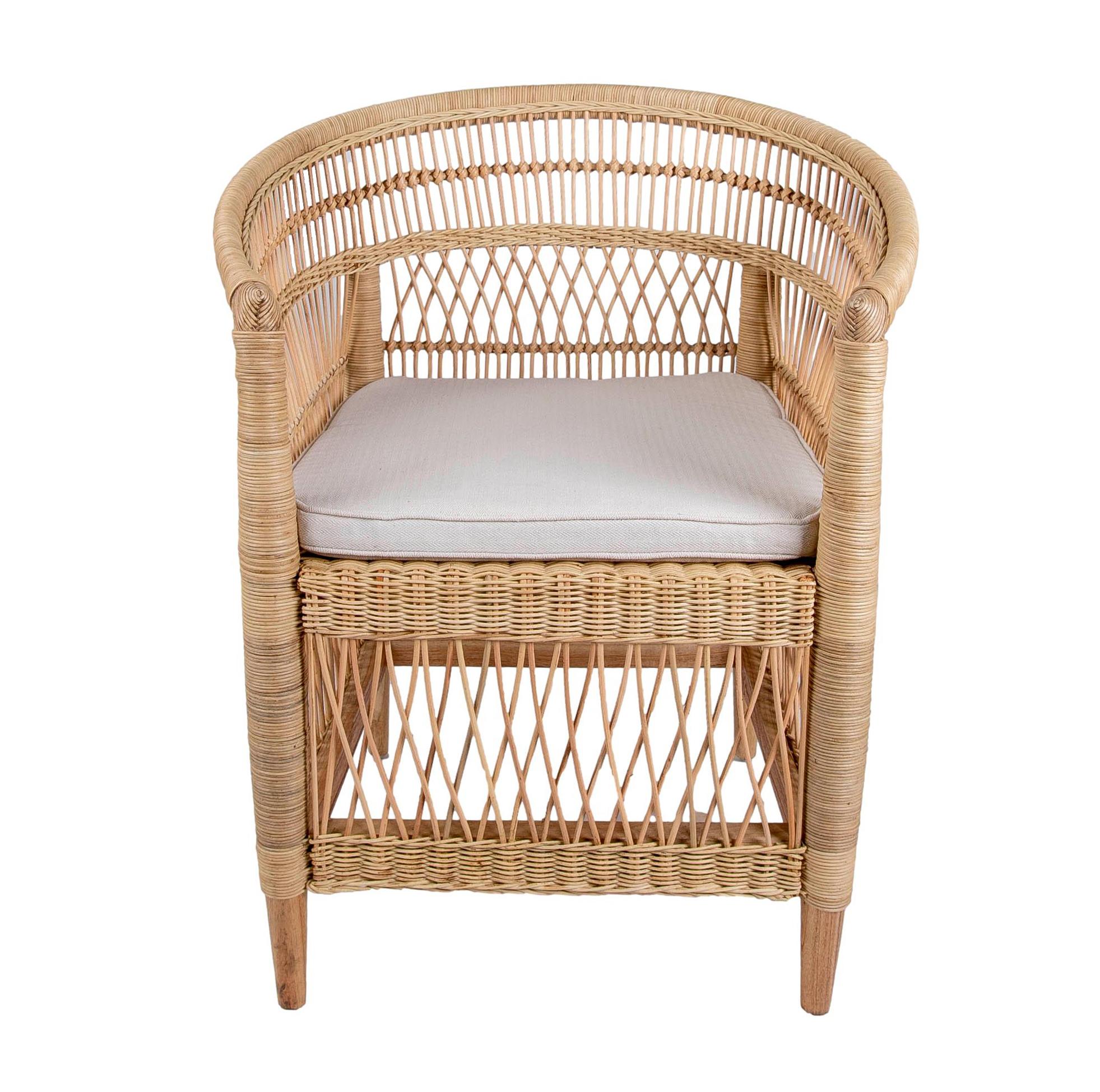 Handmade Rattan and Wooden Armchair For Sale 4