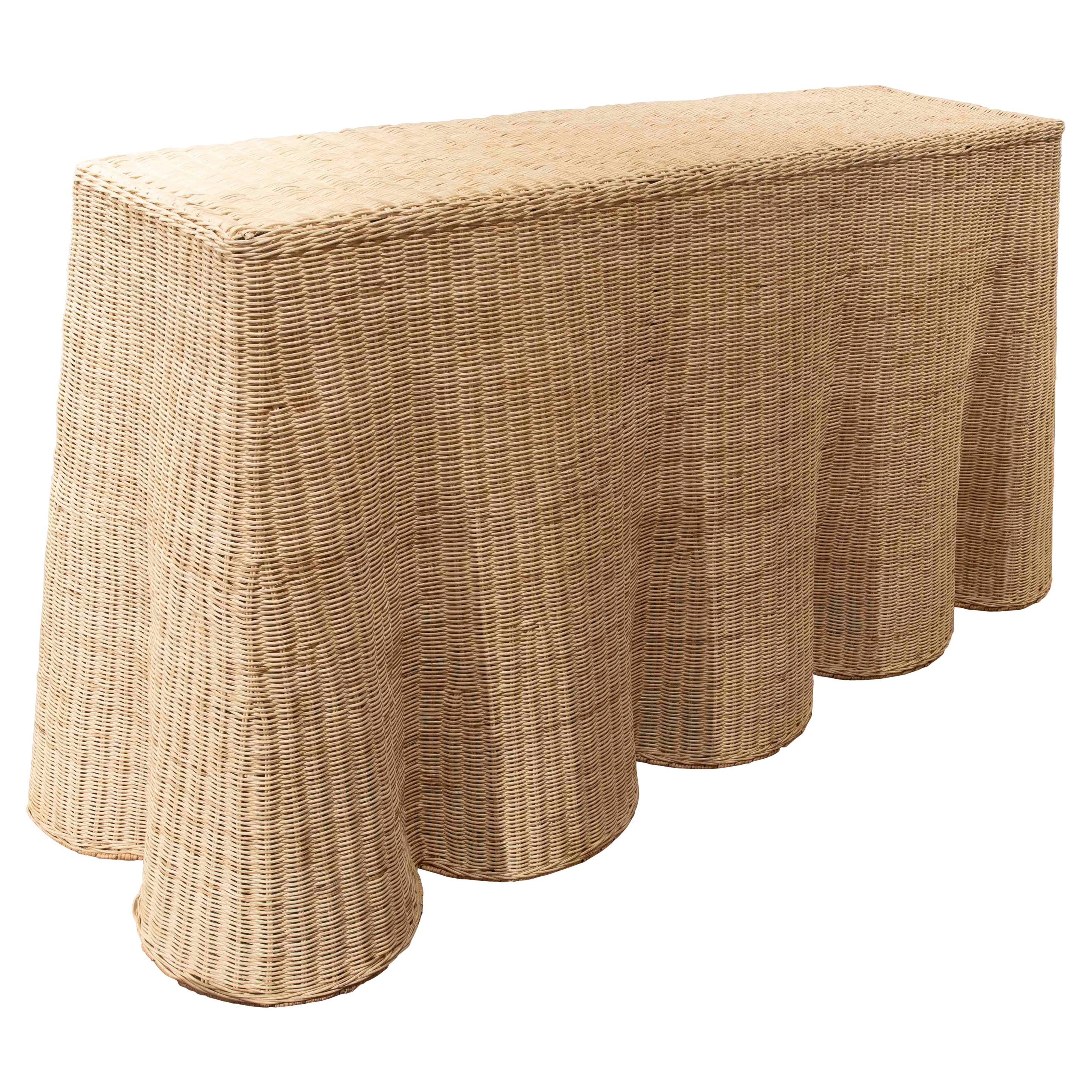 Handmade Rattan Console with iron Frame