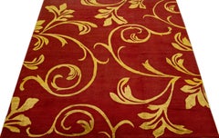 Handmade Red Modern Nepalese Designed Wool Rug