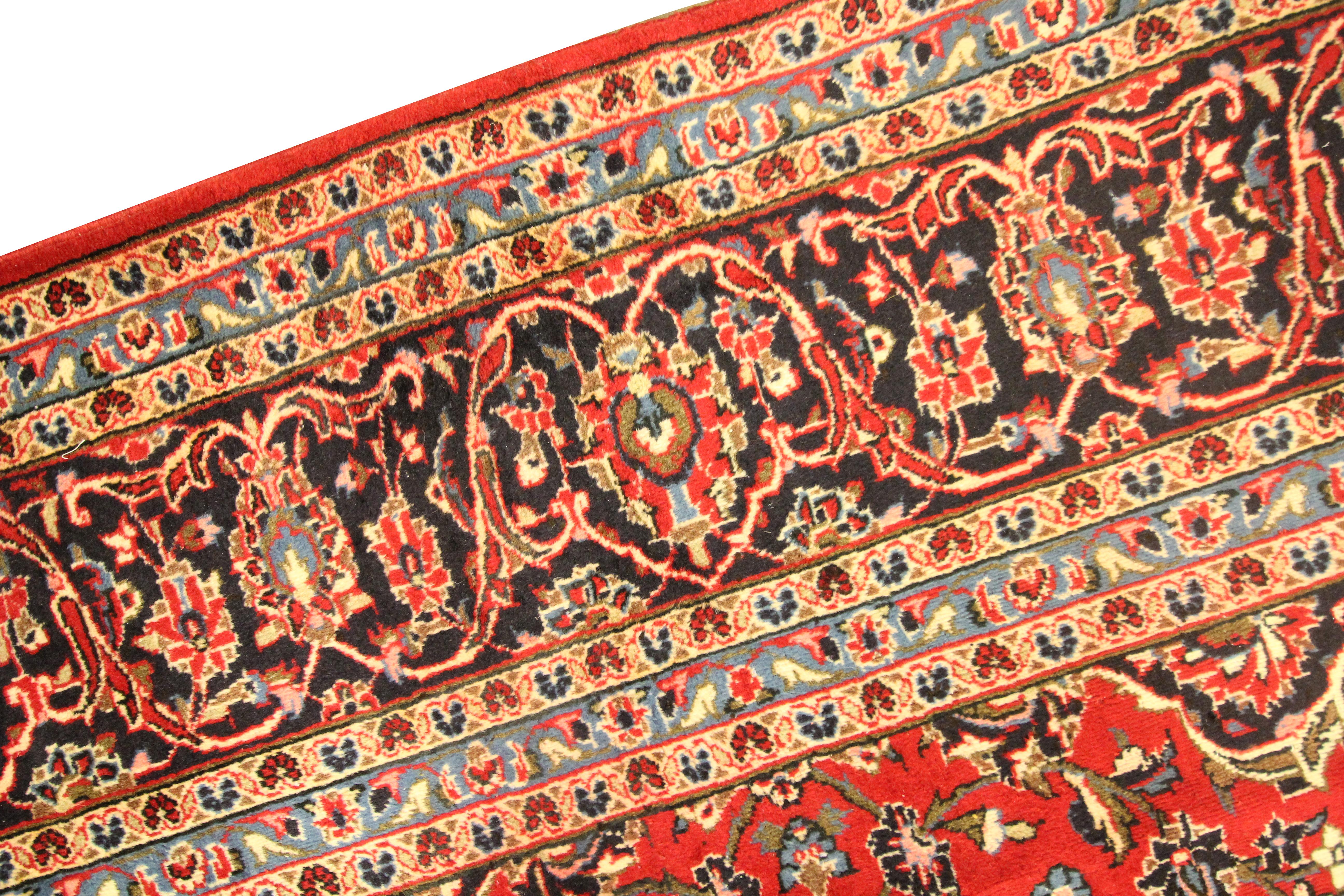 Hollywood Regency Handmade Red Oriental Area Rug Traditional Floral Carpet Living Room Rug For Sale