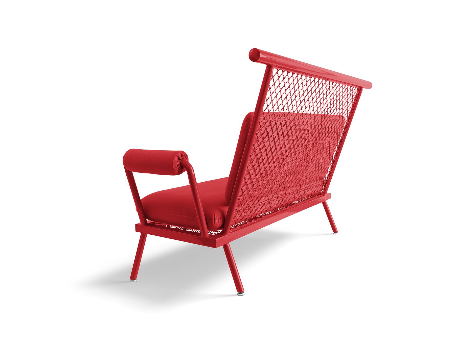Brazilian Handmade Red PK7 Sofa, Carbon Steel Structure and Metal Mesh by Paulo Kobylka For Sale