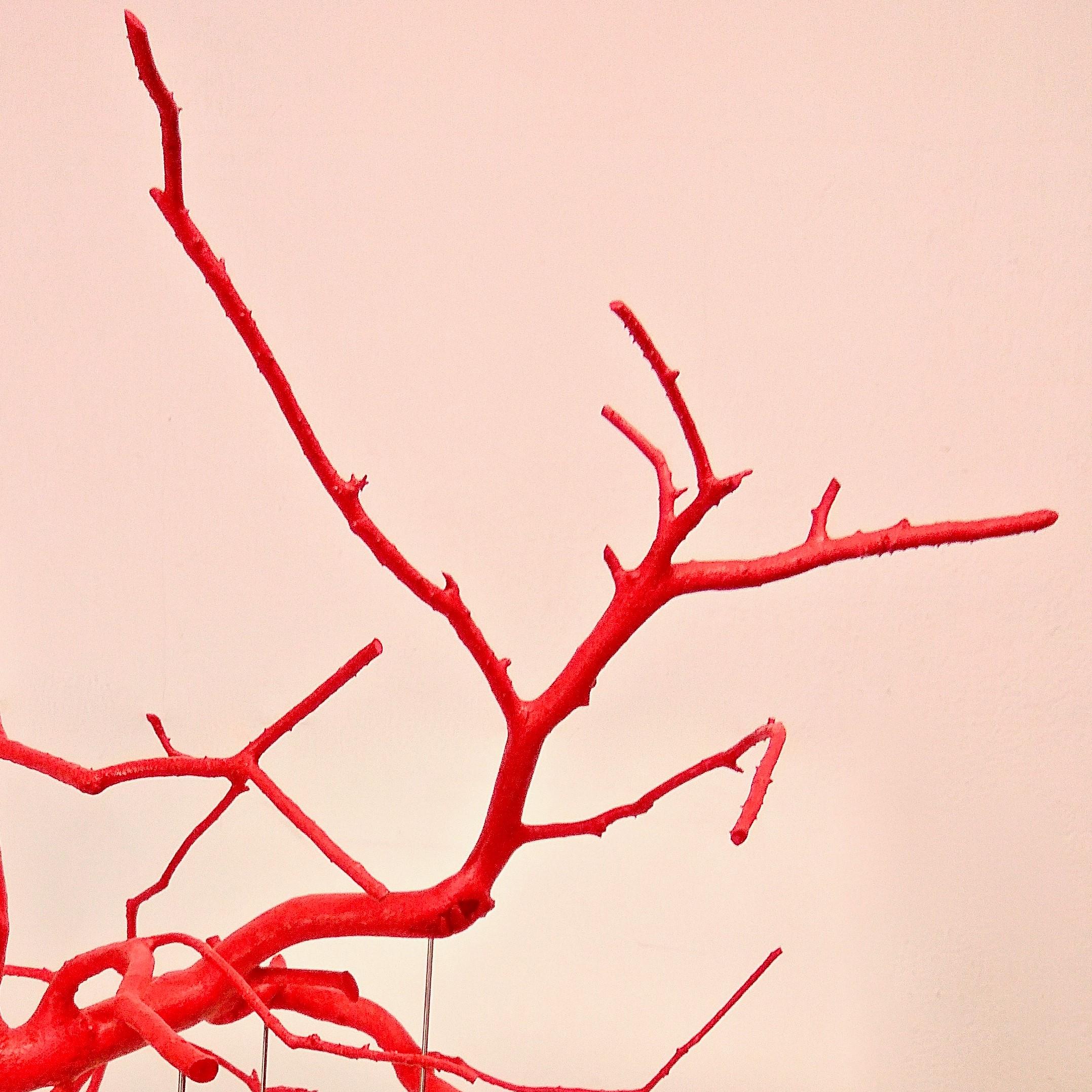 Italian Handmade Red Rami Sospesi Sculpture by Le Meduse For Sale
