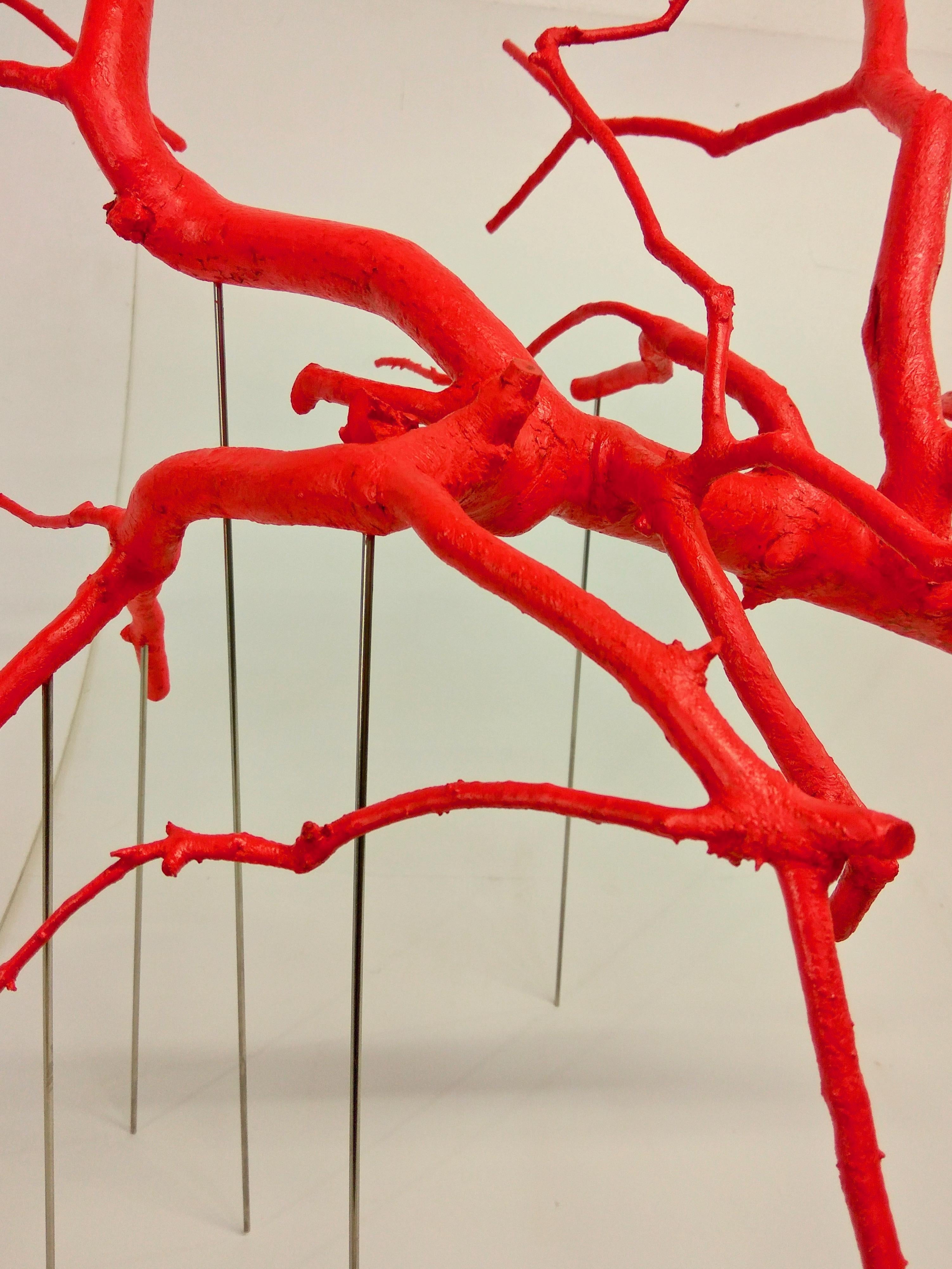 Hand-Crafted Handmade Red Rami Sospesi Sculpture by Le Meduse For Sale
