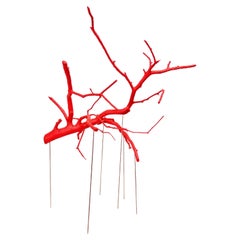 Scultura rossa Rami Sospesi fatta a mano da Le Meduse
