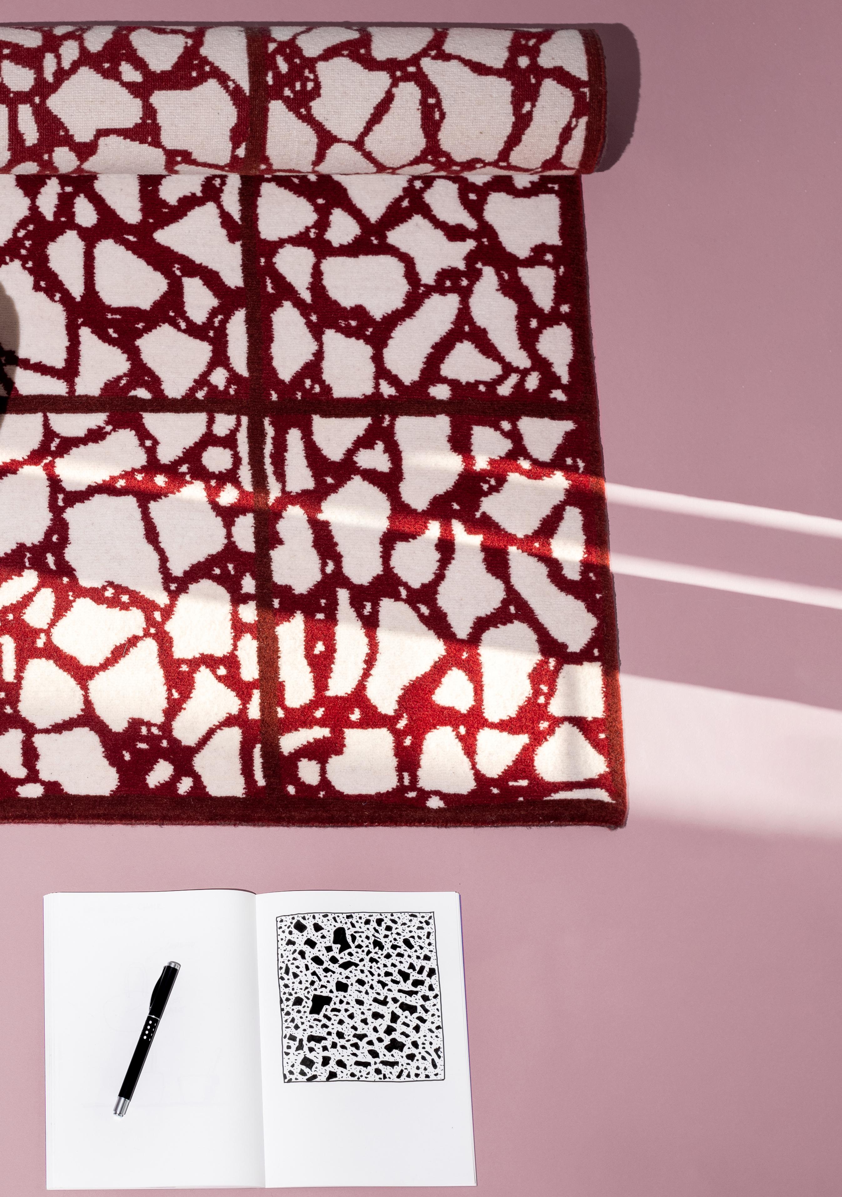 Nepalese Tappeto in lana rossa fatto a mano dal Nepal (Collection'S). Sostenibile e 100% NAT in vendita