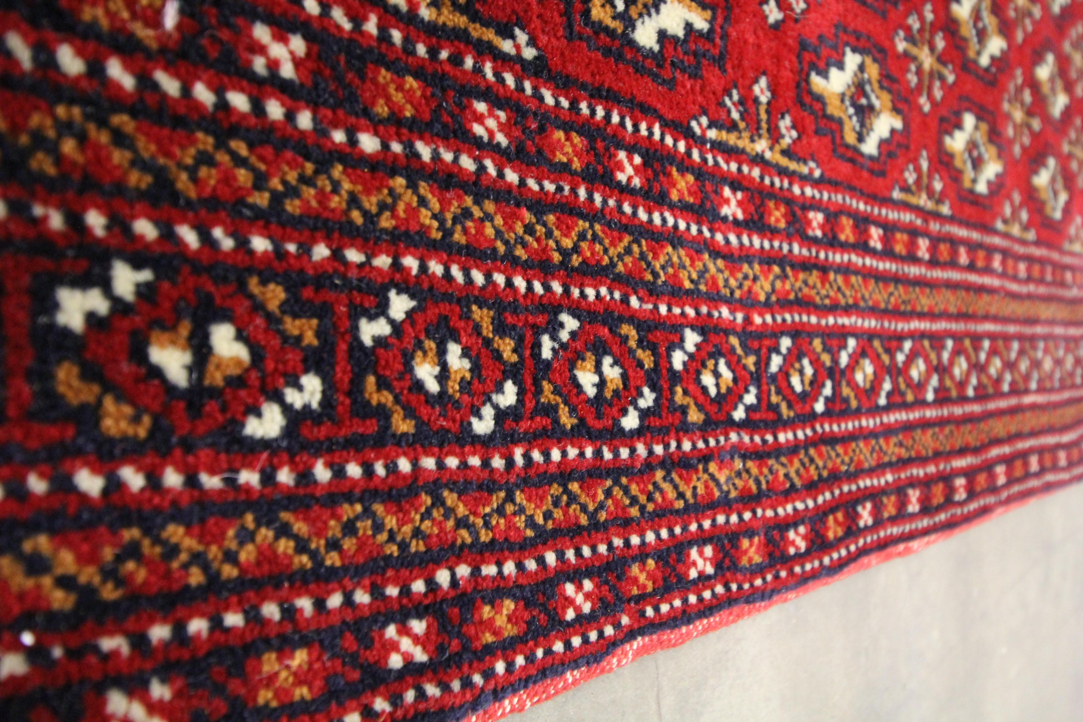 Handmade Rug Red Wool Turkmen Poshti Traditional Floor Cushion Rug For Sale 5