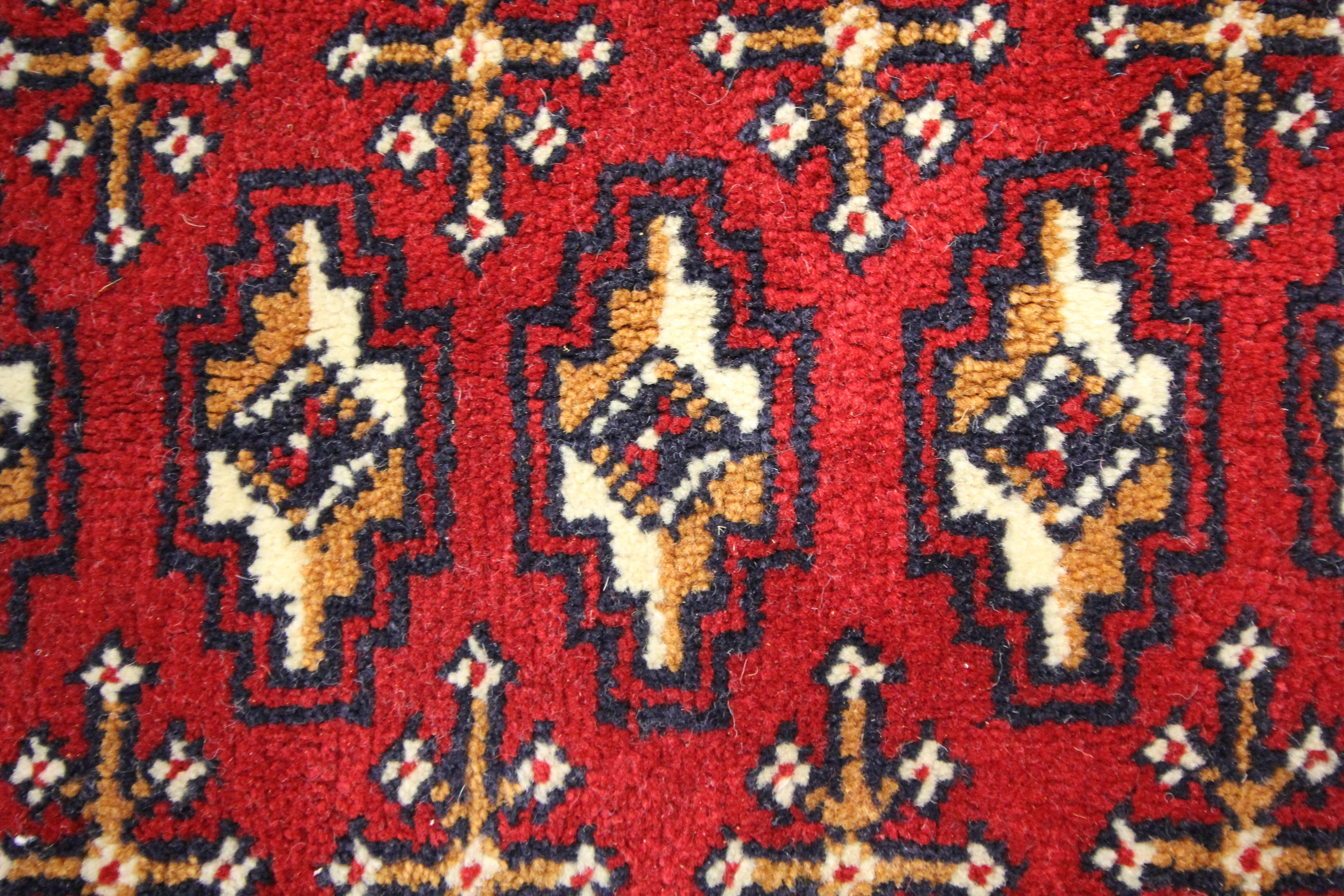 Handmade Rug Red Wool Turkmen Poshti Traditional Floor Cushion Rug For Sale 2