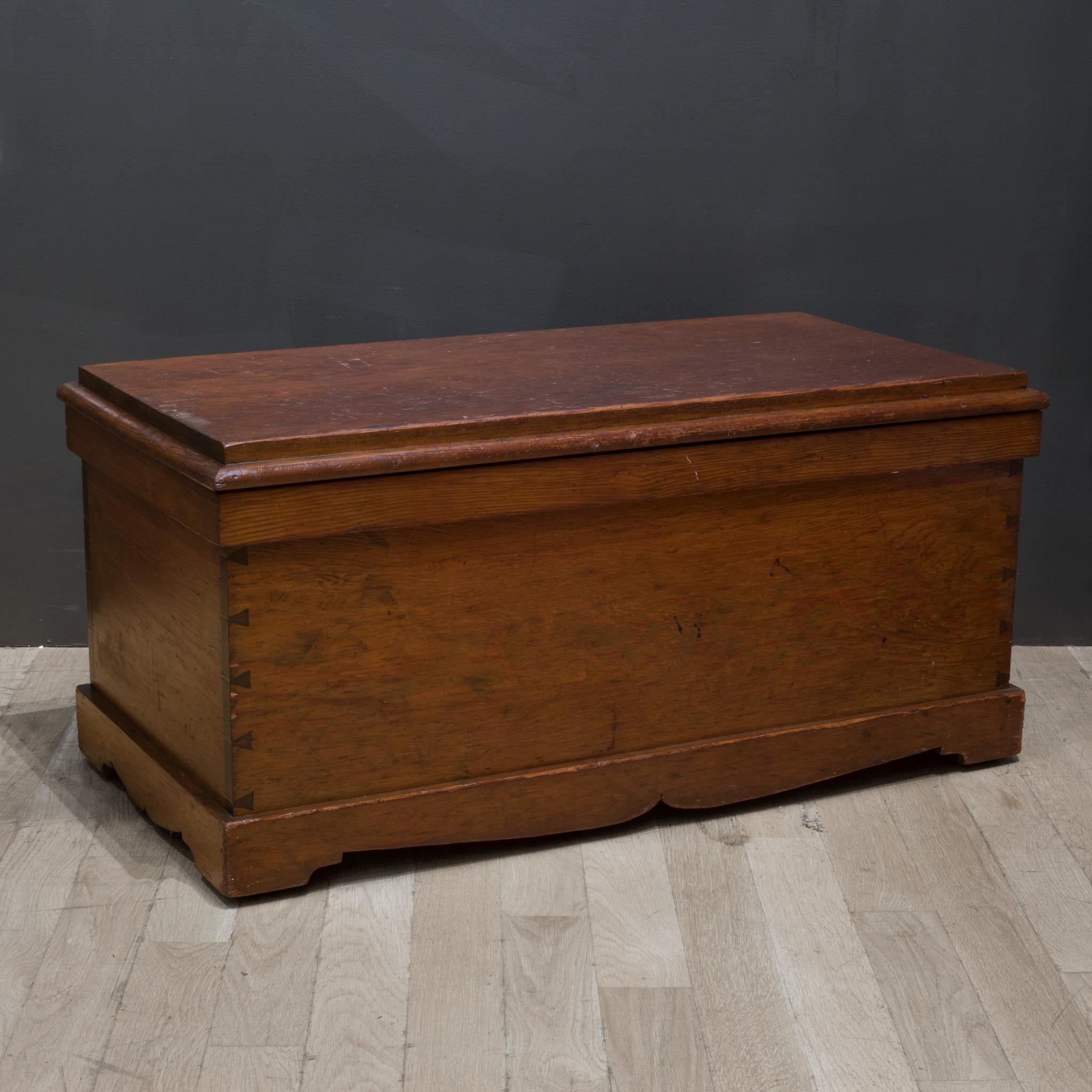 Rustic Handmade Redwood Tool Chest with Inner Tray, C.1950