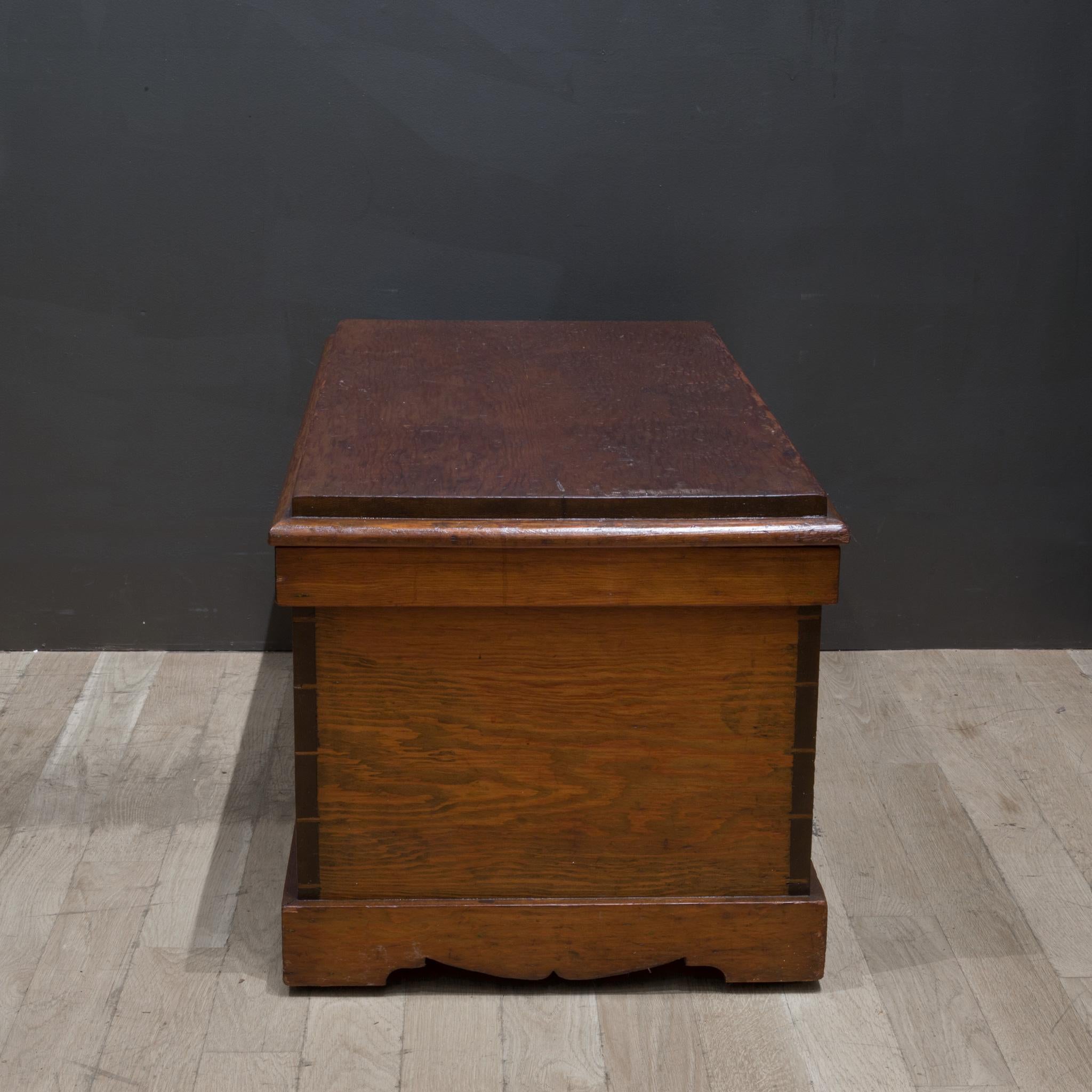 20th Century Handmade Redwood Tool Chest with Inner Tray, C.1950