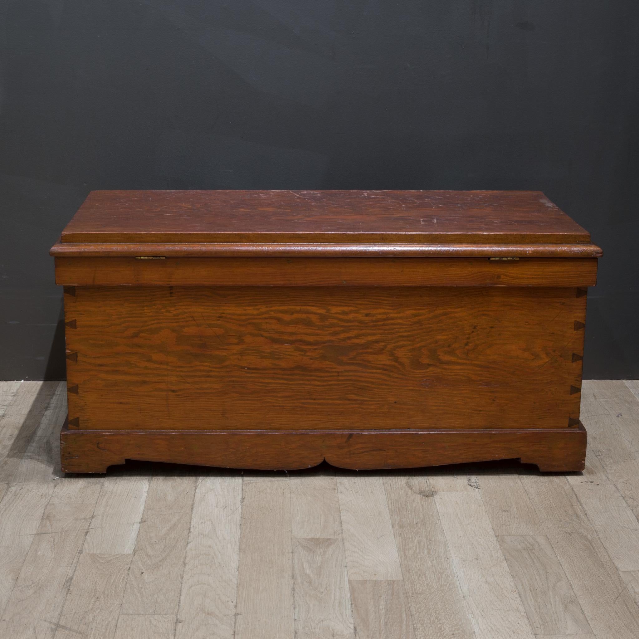 Wood Handmade Redwood Tool Chest with Inner Tray, C.1950