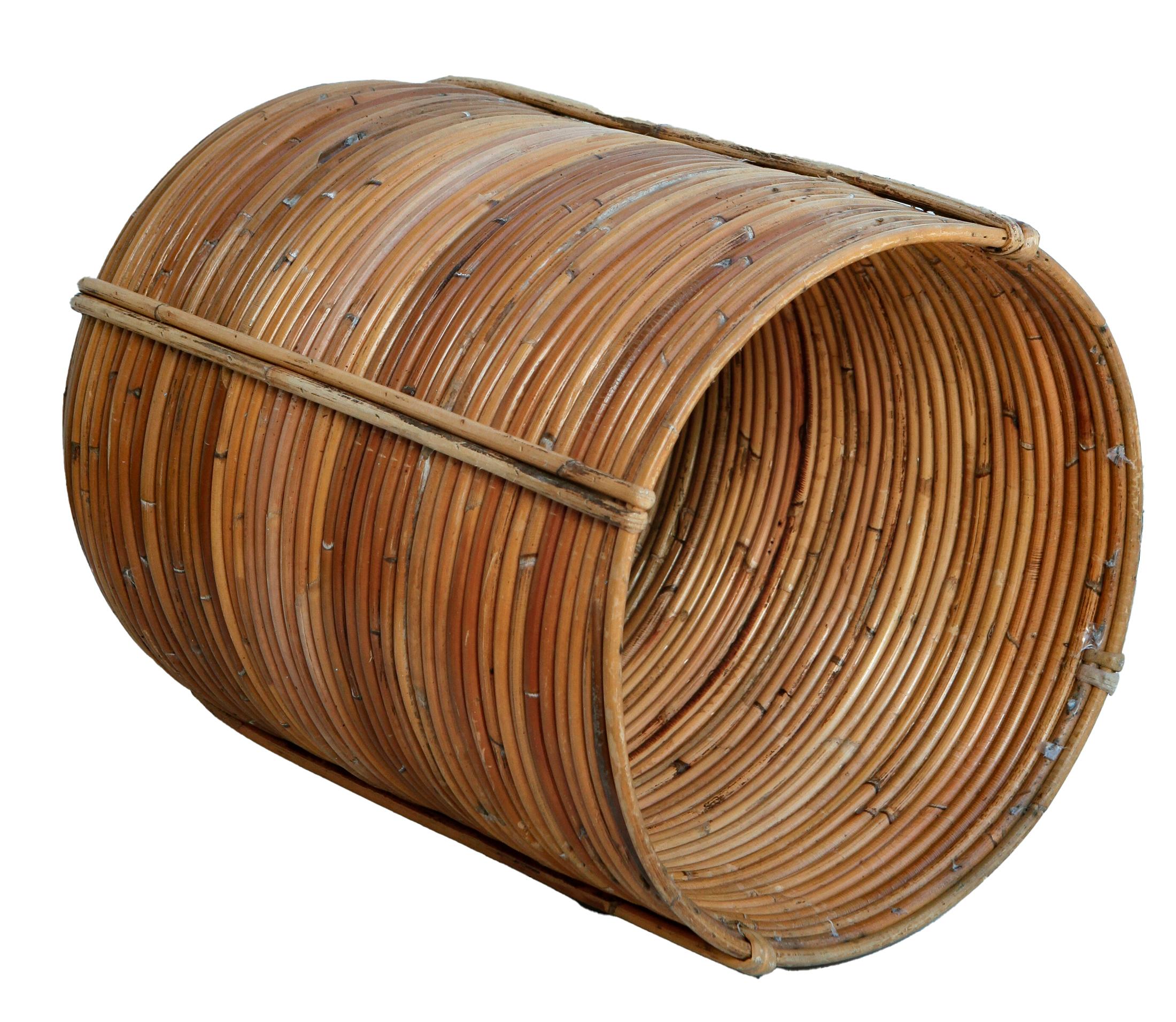 Hand-Crafted Handmade Reed Basket Planter For Sale