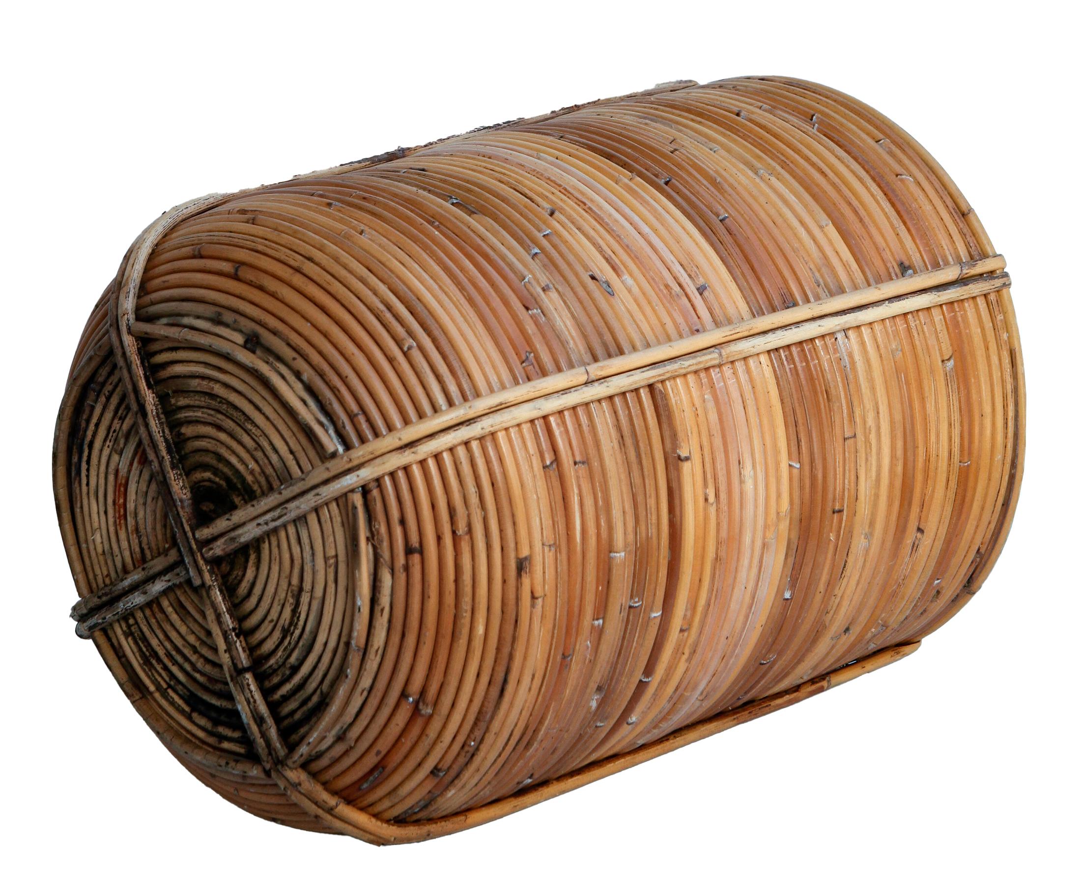 Handmade Reed Basket Planter In Good Condition For Sale In Malibu, CA