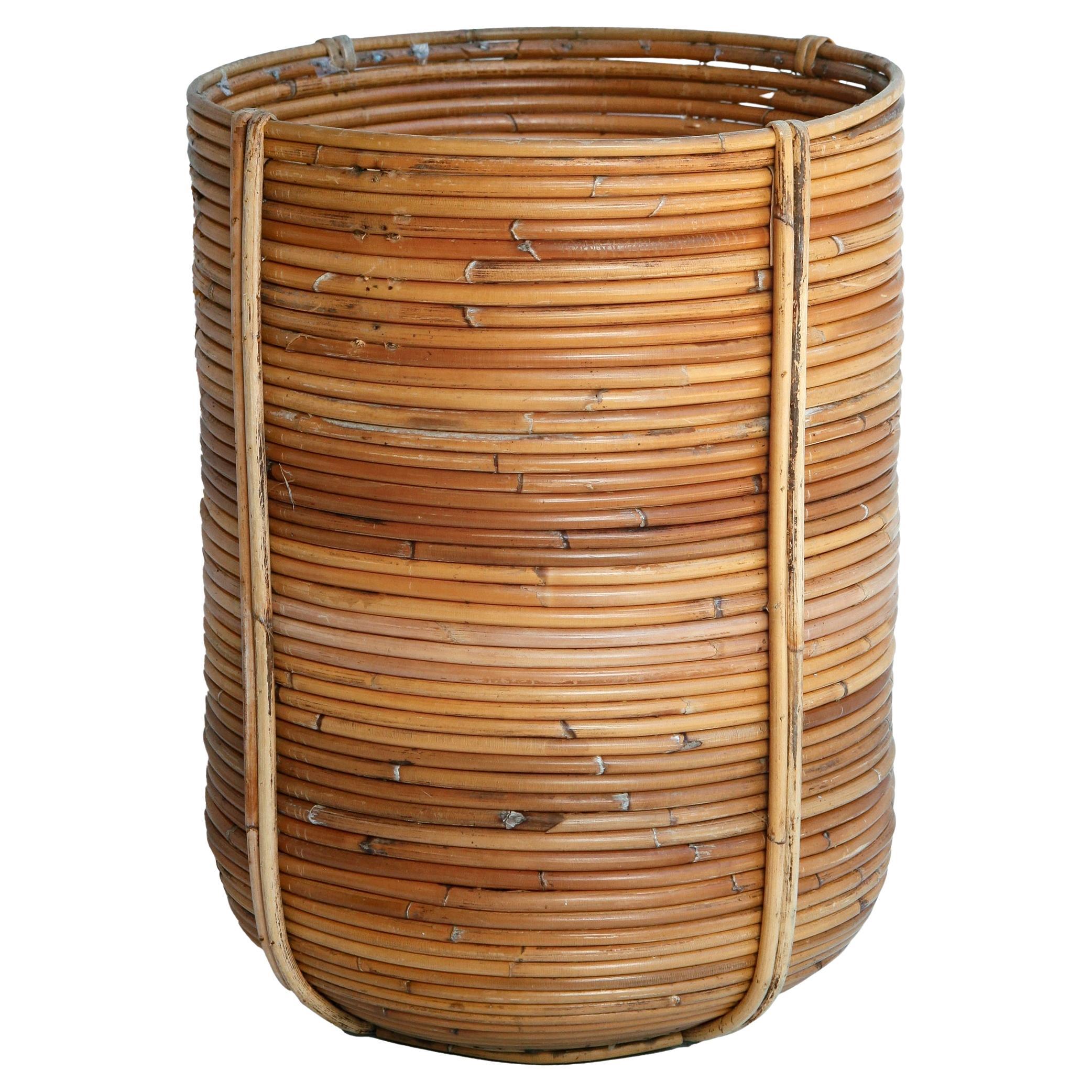 Handmade Reed Basket Planter For Sale