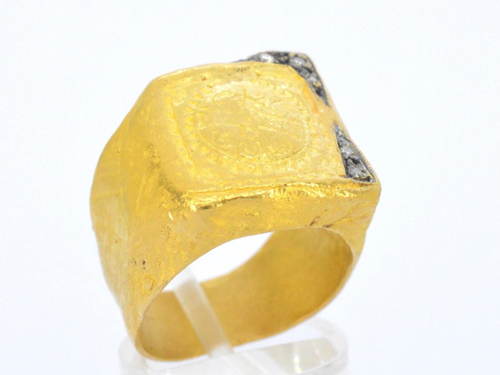 Contemporary Handmade ring with diamonds For Sale