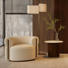 Handmade Roland Side Table in Fluted Walnut & Estremoz Marble by Nolita Harbour