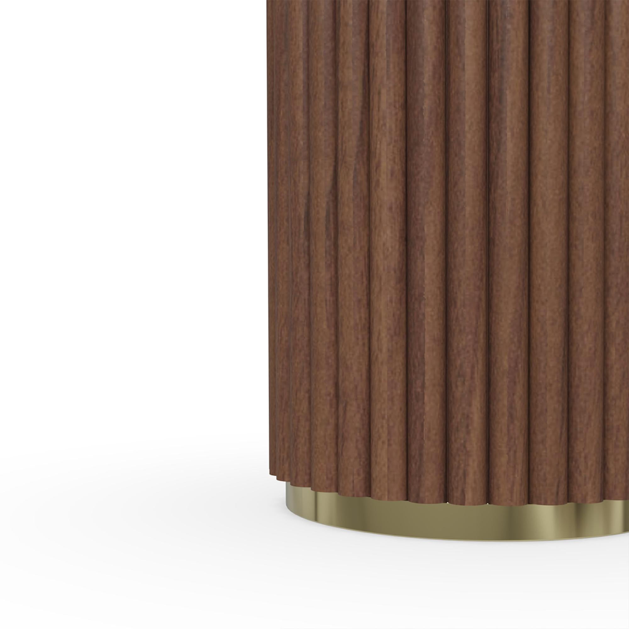 Organic Modern Handmade Roland Side Table in Fluted Walnut & Estremoz Marble by Nolita Harbour For Sale