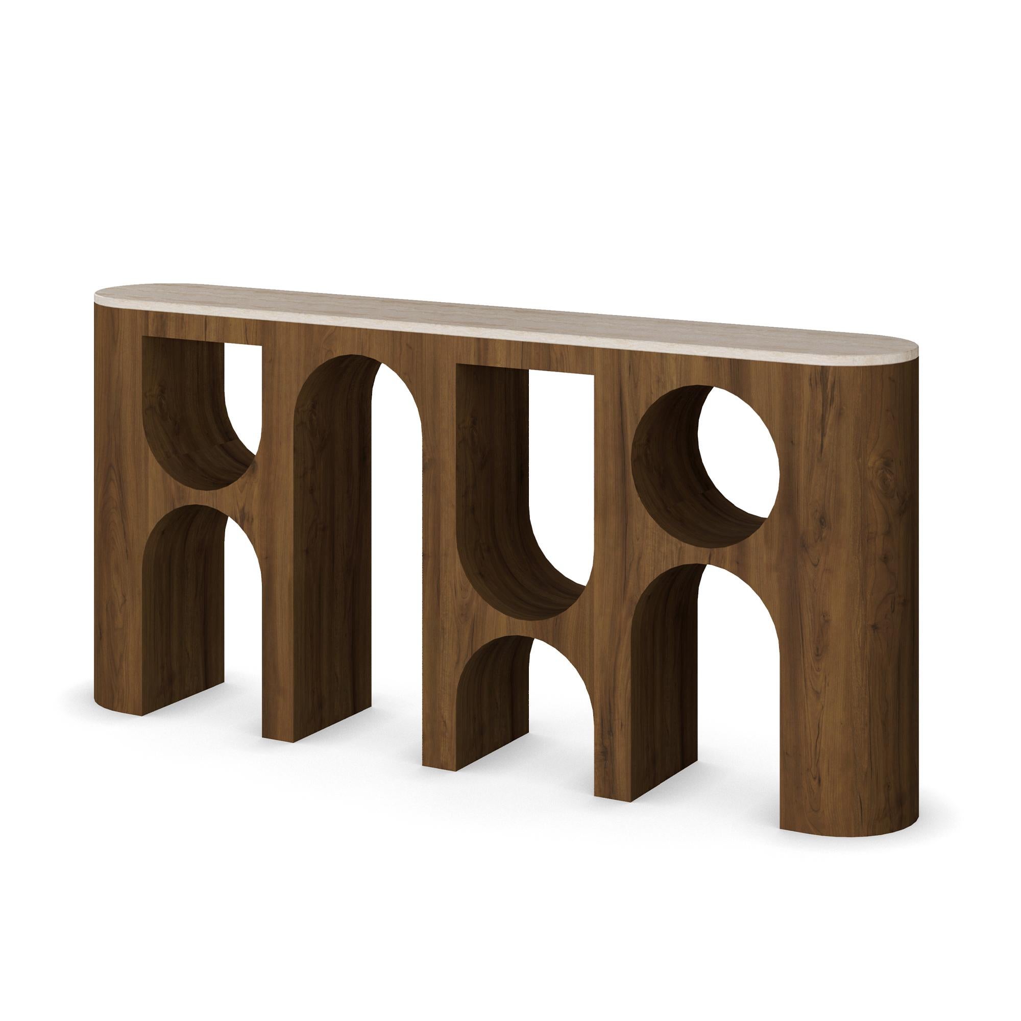 Handgefertigte Konsole aus Rom mit skulpturalen Beinen aus Nussbaumholz von Nolita Harbour (Organische Moderne) im Angebot