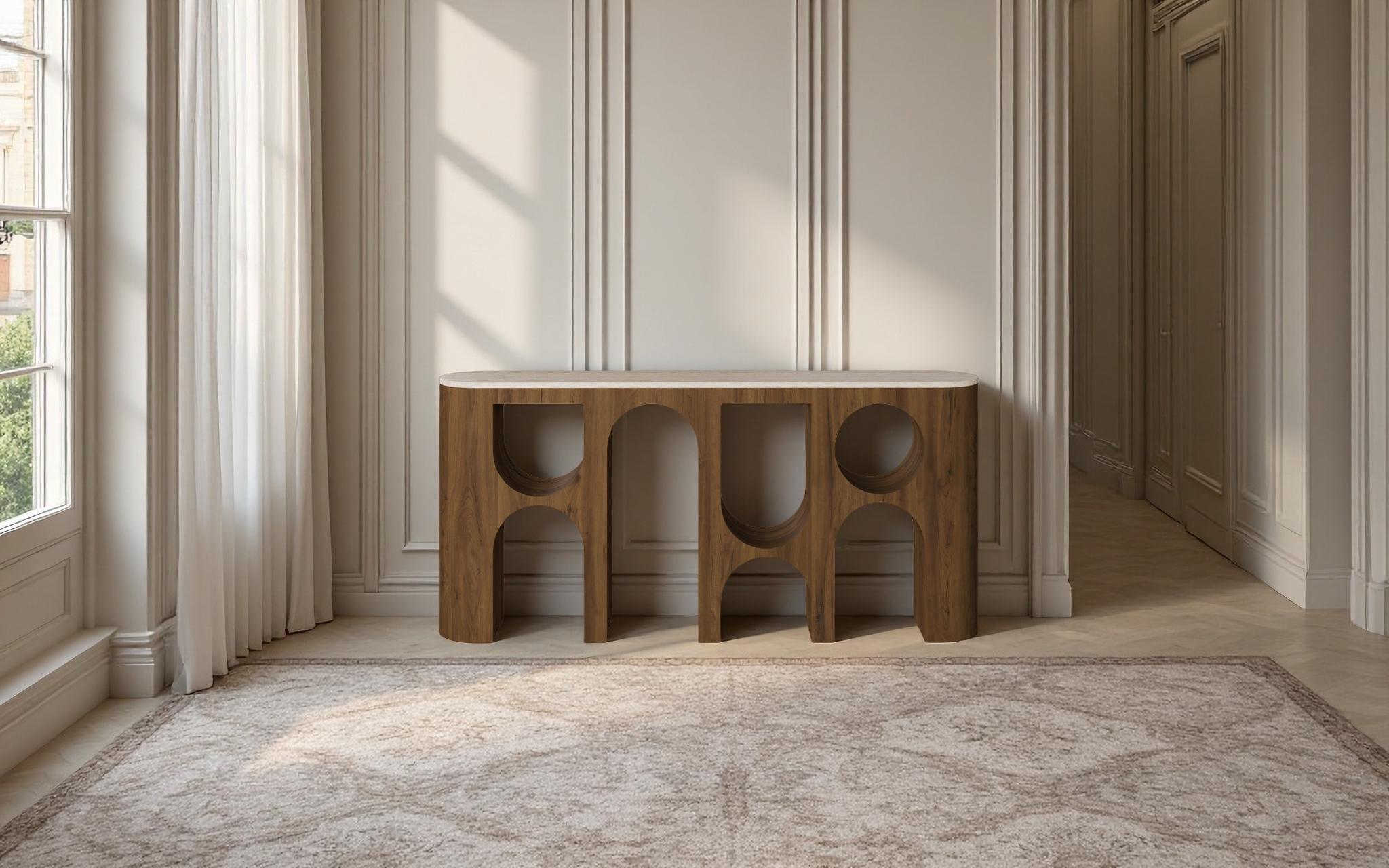 Consola Roma hecha a mano con patas escultóricas de nogal by Nolita Harbour Moderno orgánico en venta