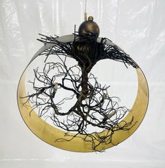 Lampe de table "Roots" faite à la main par A.M.FOS, anneau d'or oxydé, Grèce