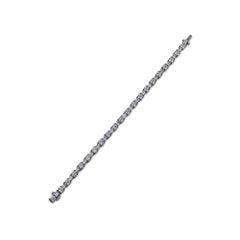 Handmade Round Baguette Diamond and Platinum Line Bracelet