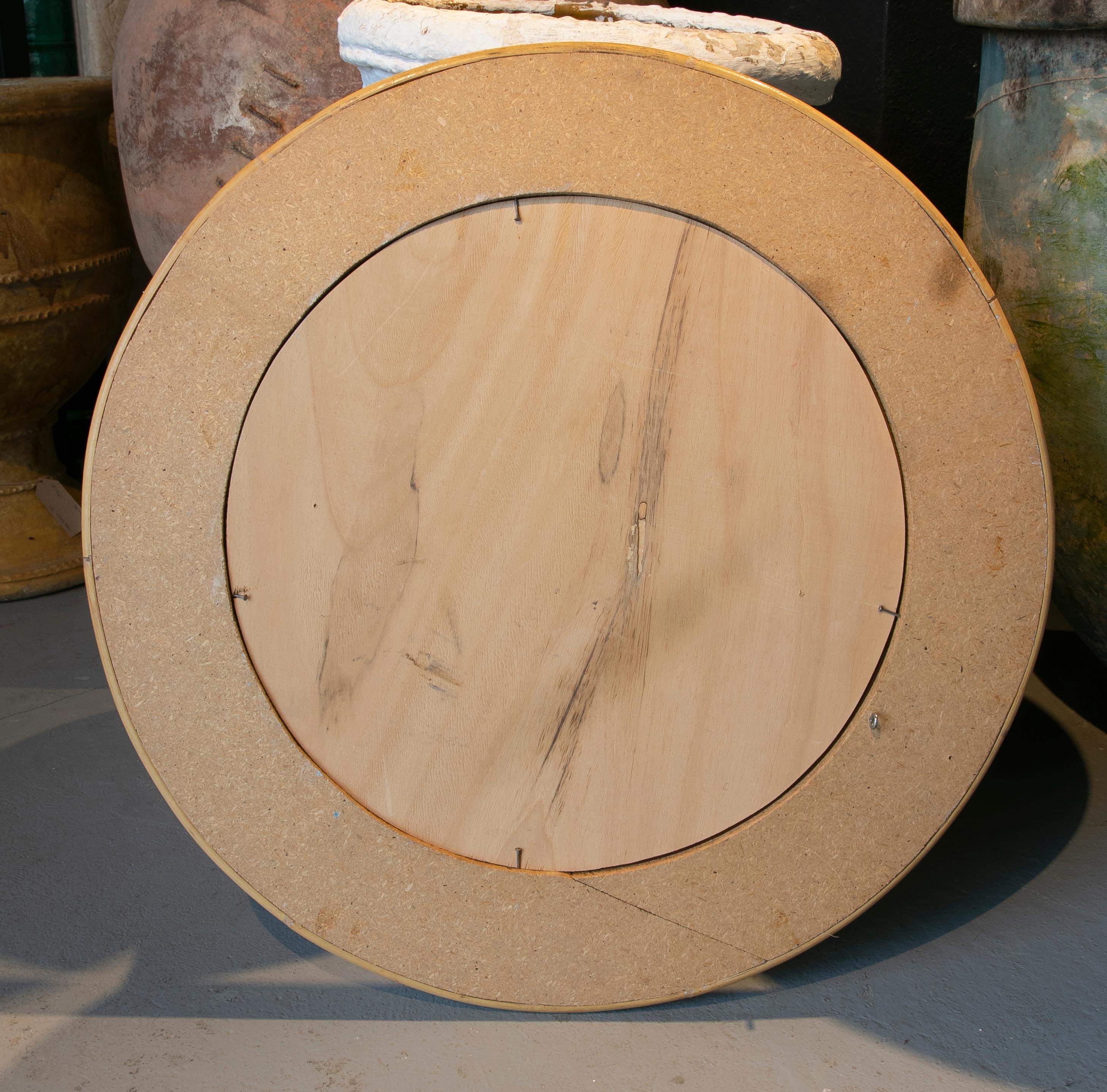 Handmade Round Bamboo Mirror For Sale 3