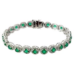 Handmade Round Cut Emerald Tennis Bracelet in 925 Silver Bracelet for Graduate