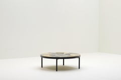 Handmade Round Flagstone Coffee Table, Europe, 70s