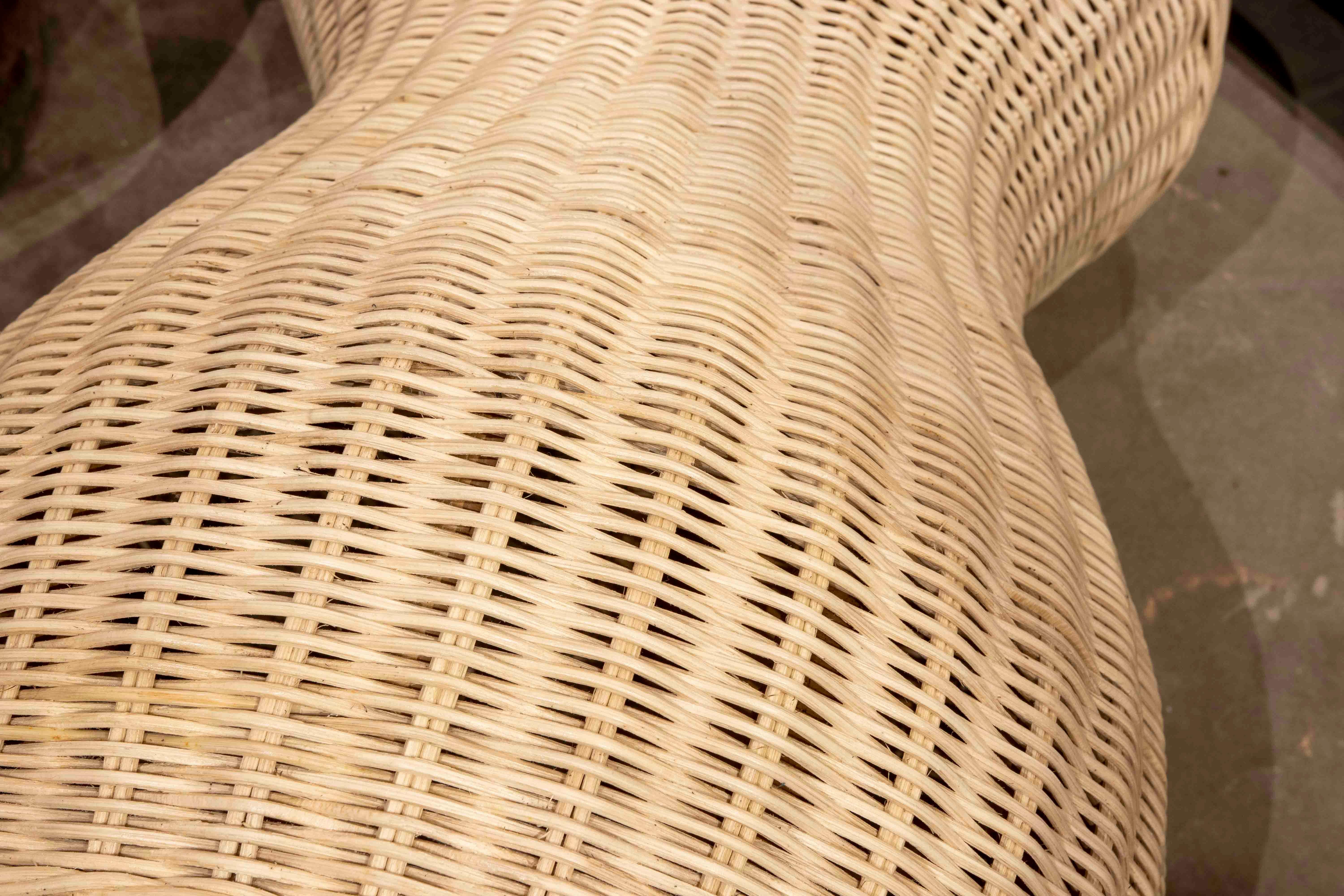 Handmade Round Rattan and Wicker Stool For Sale 5