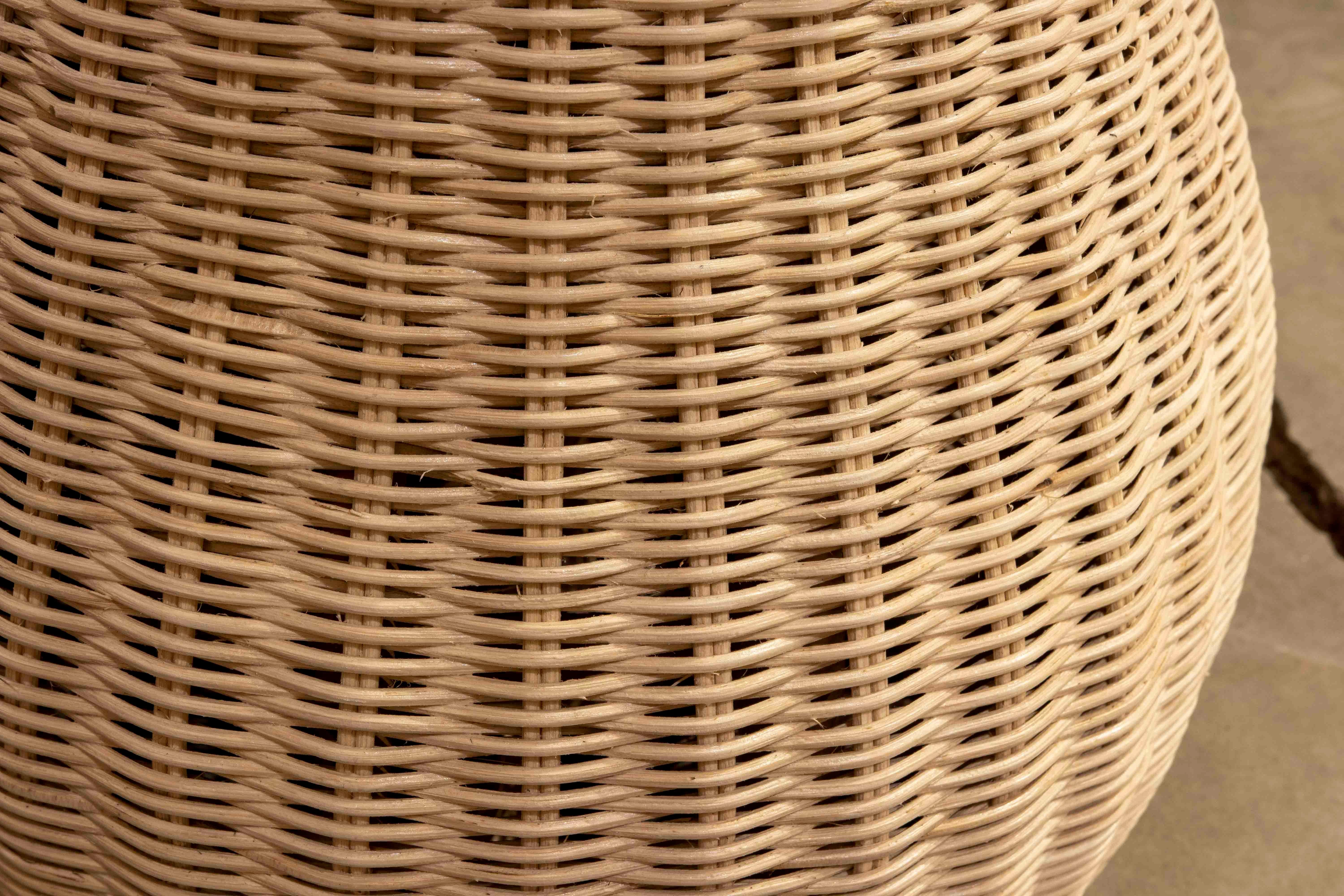 Handmade Round Rattan and Wicker Stool For Sale 2