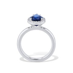 Handmade Royal Blue Pear Shaped Sapphire Pave Diamond Platinum Ring