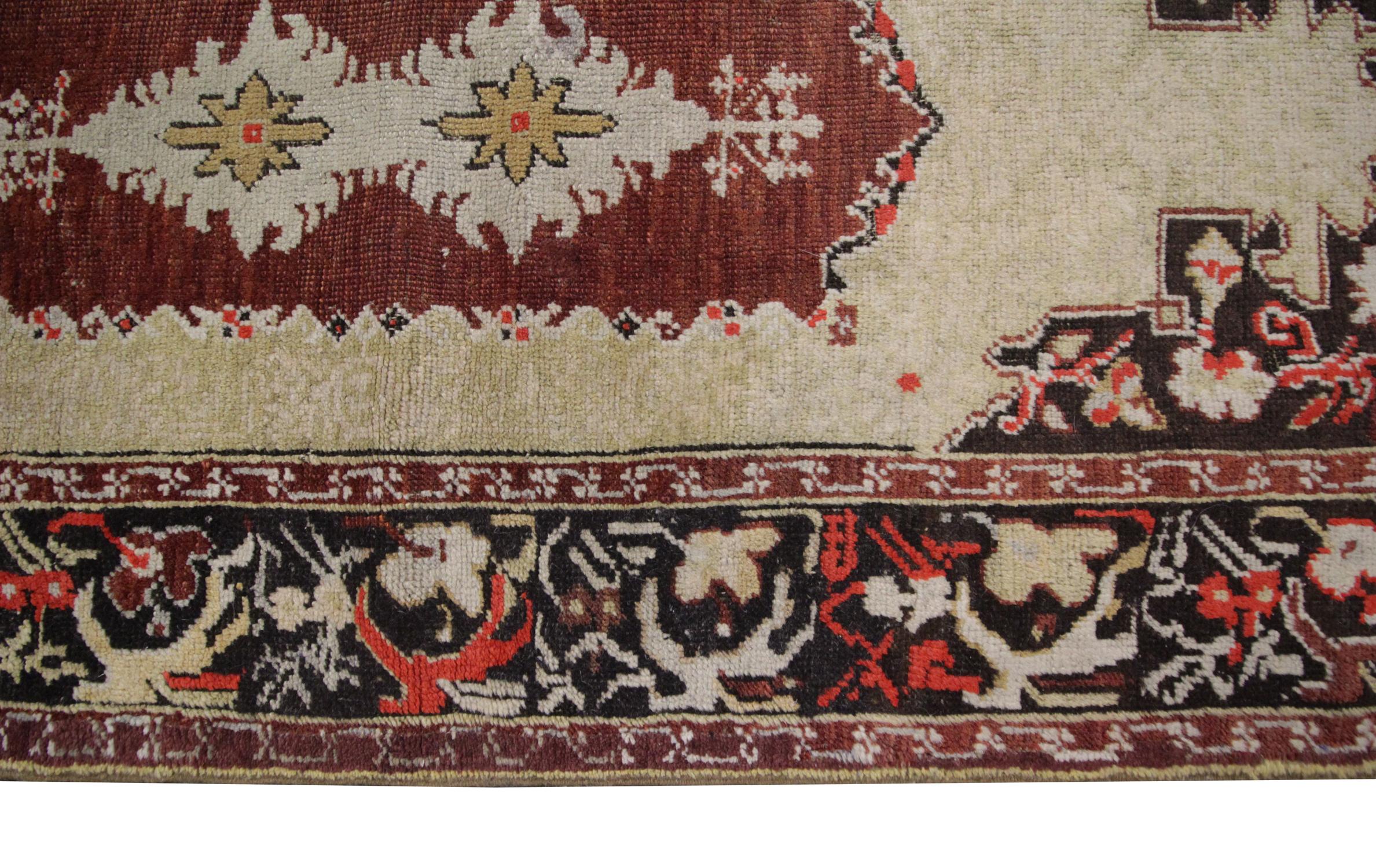 20th Century Handmade Rug Antique Carpet Turkish Living Room Rug, Traditional Oriental Rugs For Sale