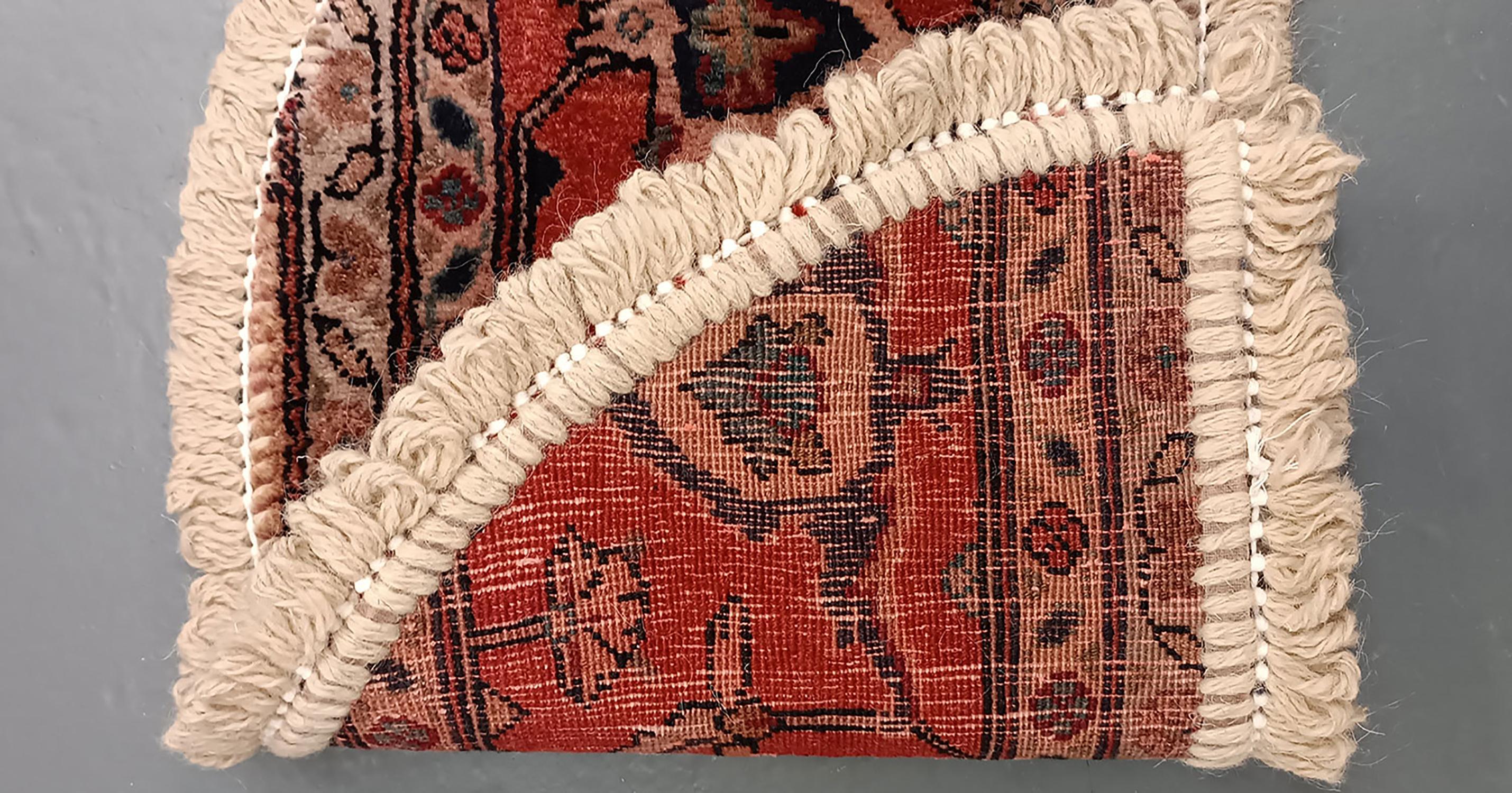 Hand-Knotted Handmade Rug Doormat Floral Rug Half Circular Interior Carpet Mat Entrance Way For Sale