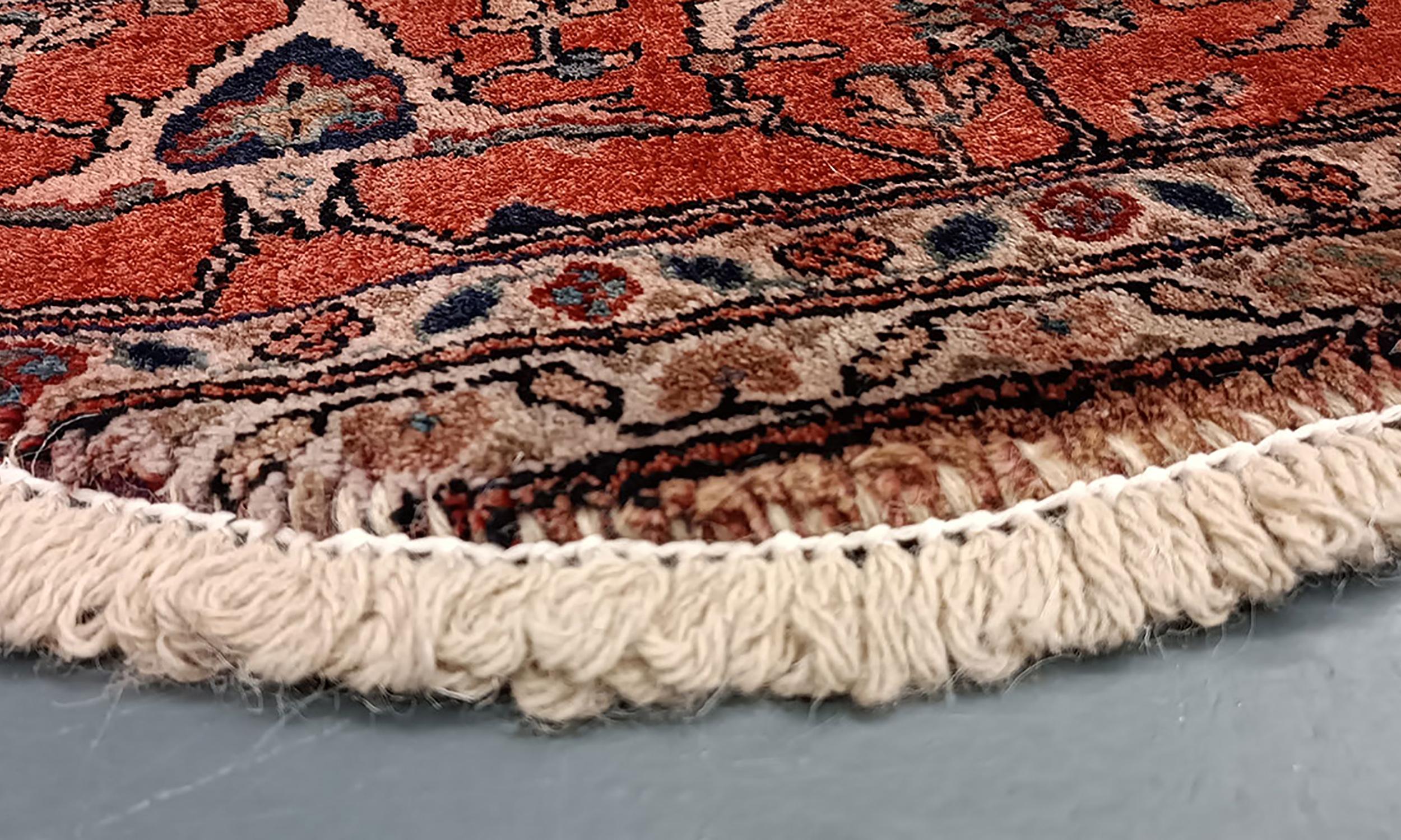 Late 20th Century Handmade Rug Doormat Floral Rug Half Circular Interior Carpet Mat Entrance Way For Sale
