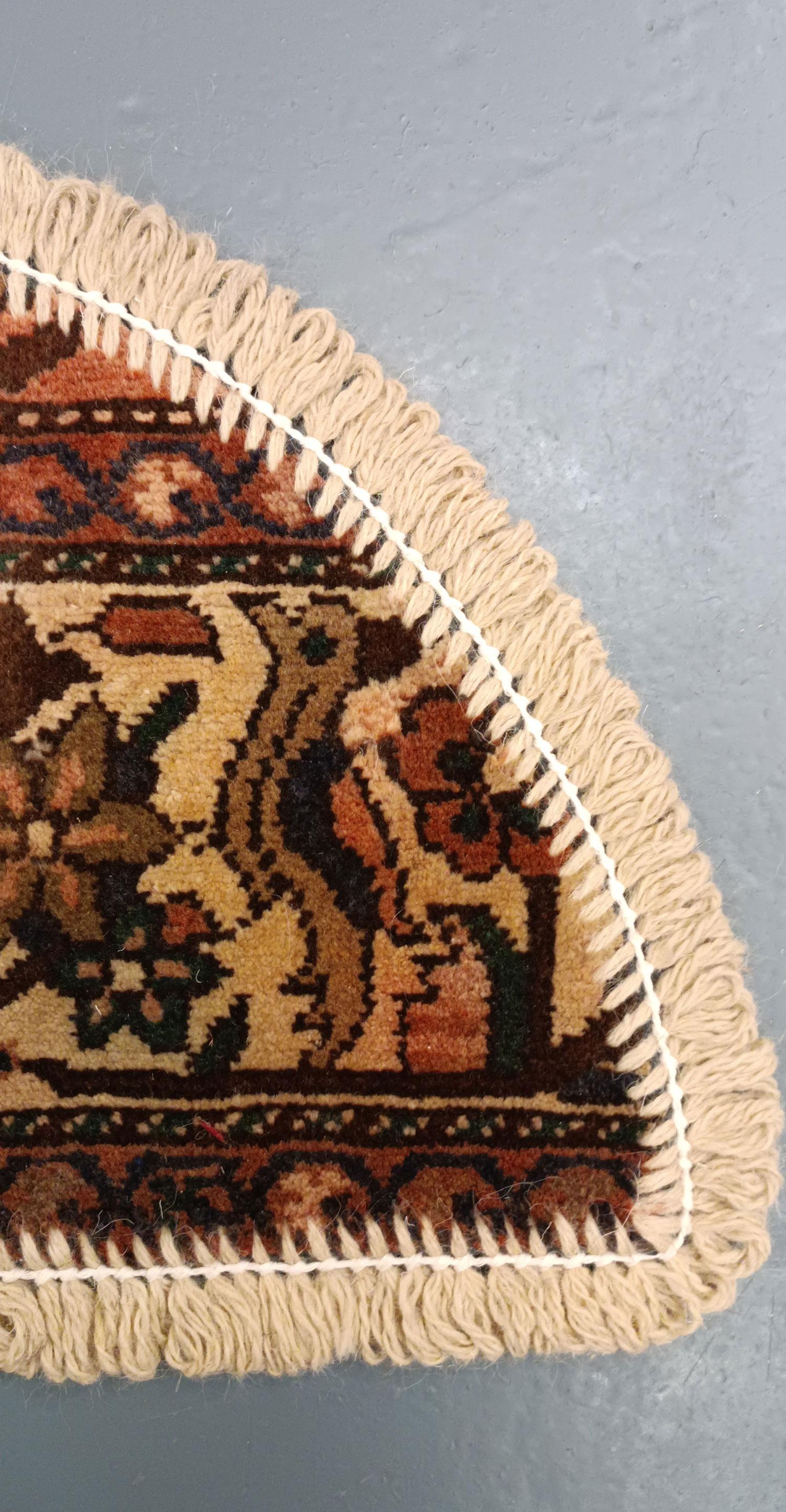 Wool Handmade Rug Doormat Floral Rug Half Circular Interior Carpet Mat Entrance Way For Sale