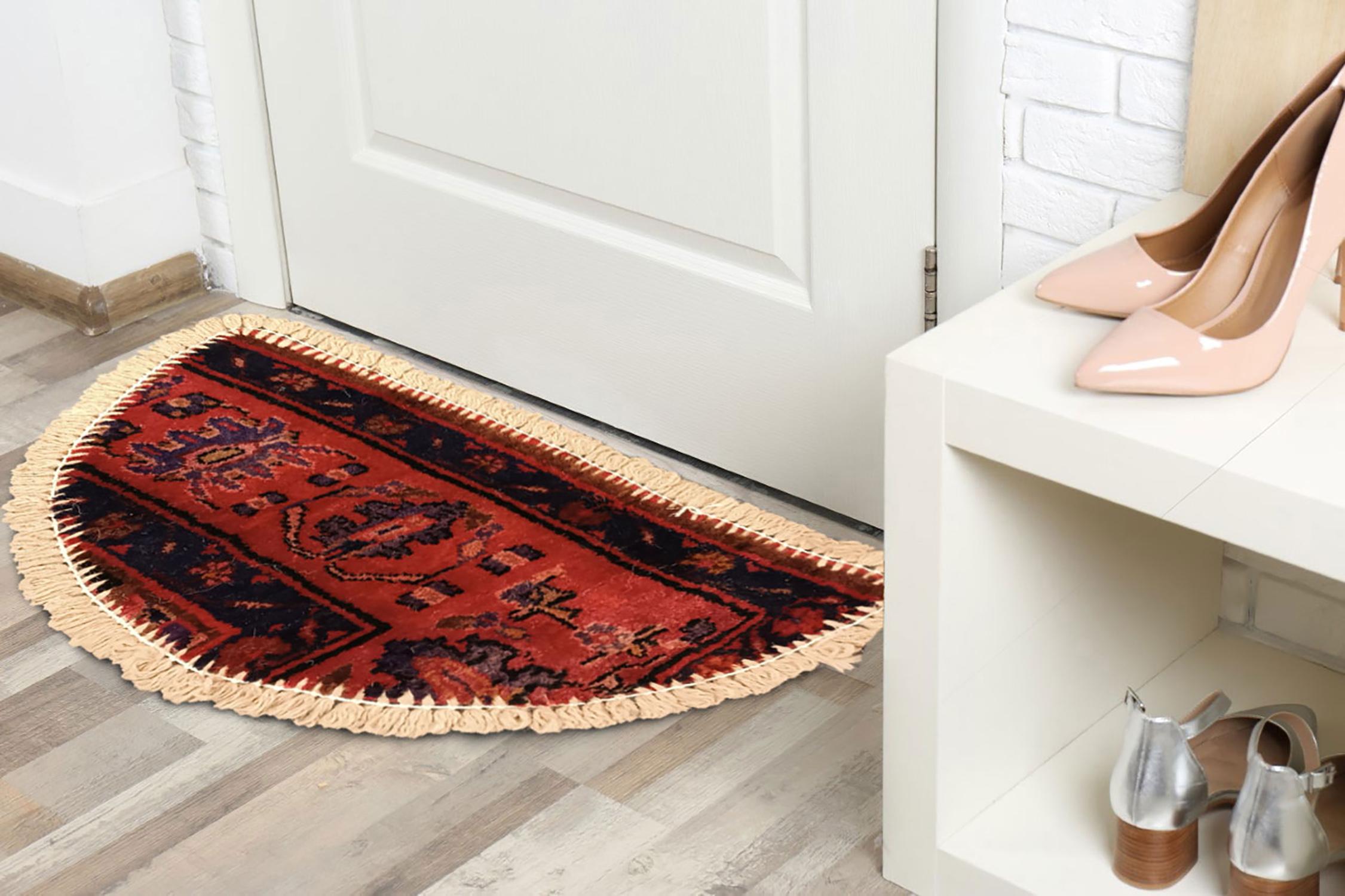 Handmade Rug Doormat Oriental Rug Half Circular Interior Carpet Mat Entrance Way For Sale 2