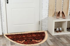 Handmade Rug Doormat Oriental Rug Half Circular Interior Carpet Mat Entrance Way