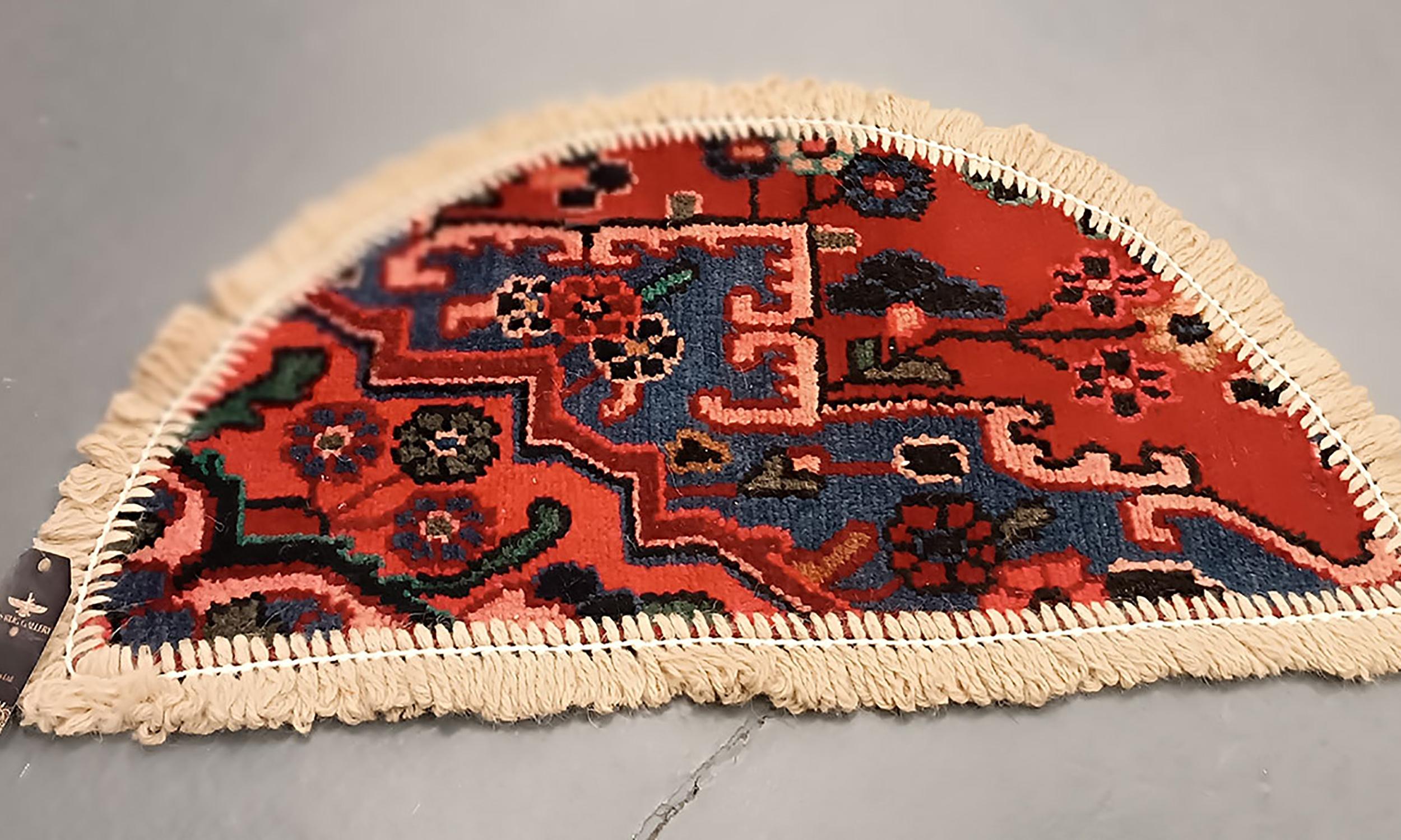 Art Deco Handmade Rug Doormat Oriental Rug Half Circular Interior Carpet Mat Entrance Way For Sale