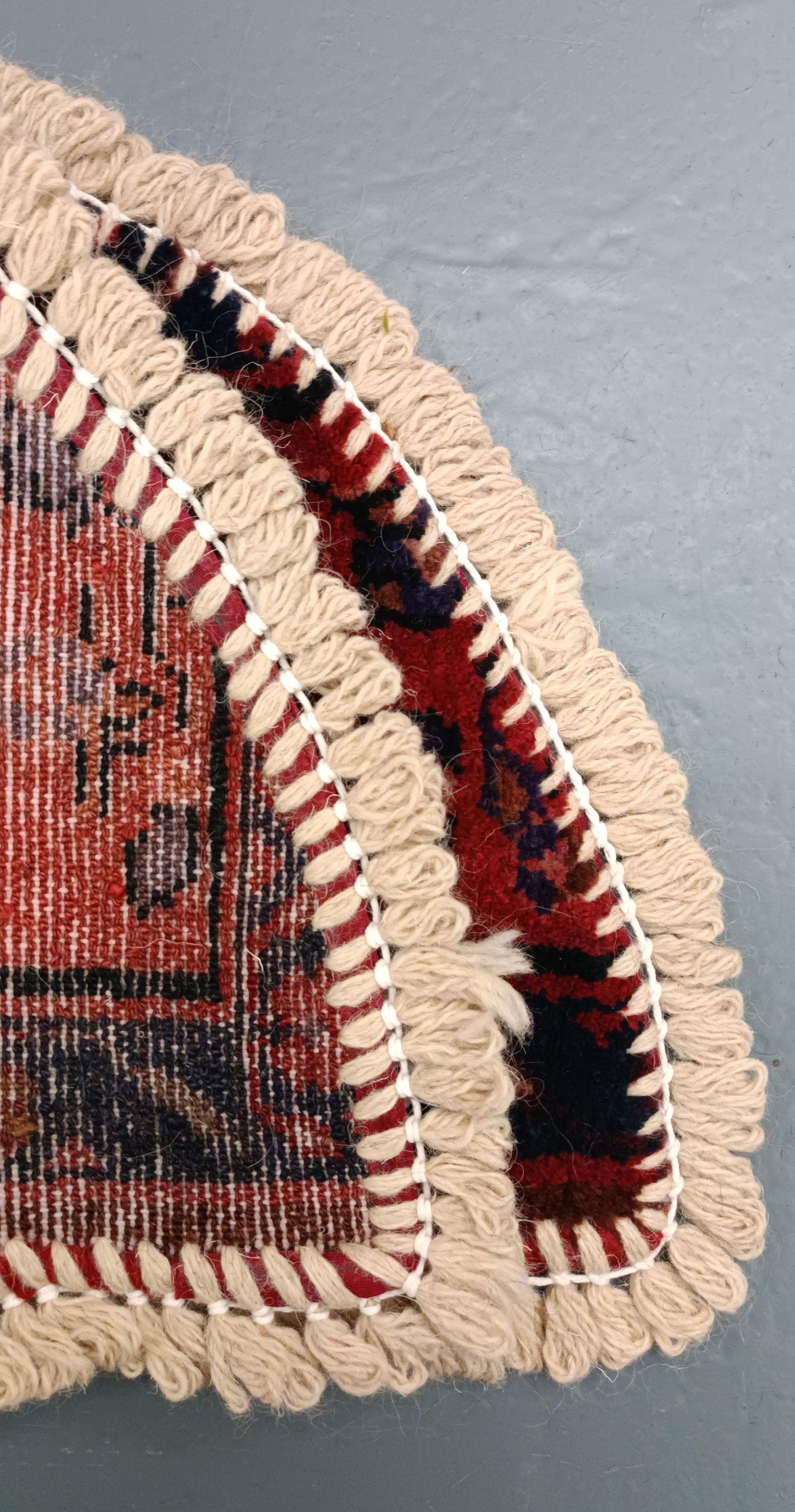 Azerbaijani Handmade Rug Doormat Oriental Rug Half Circular Interior Carpet Mat Entrance Way For Sale