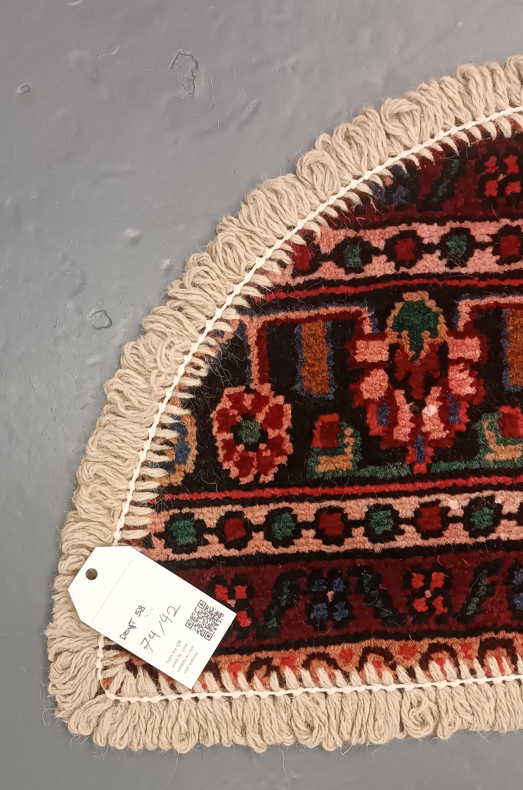 Azerbaijani Handmade Rug Doormat Oriental Rug Half Circular Interior Carpet Mat Entrance Way For Sale