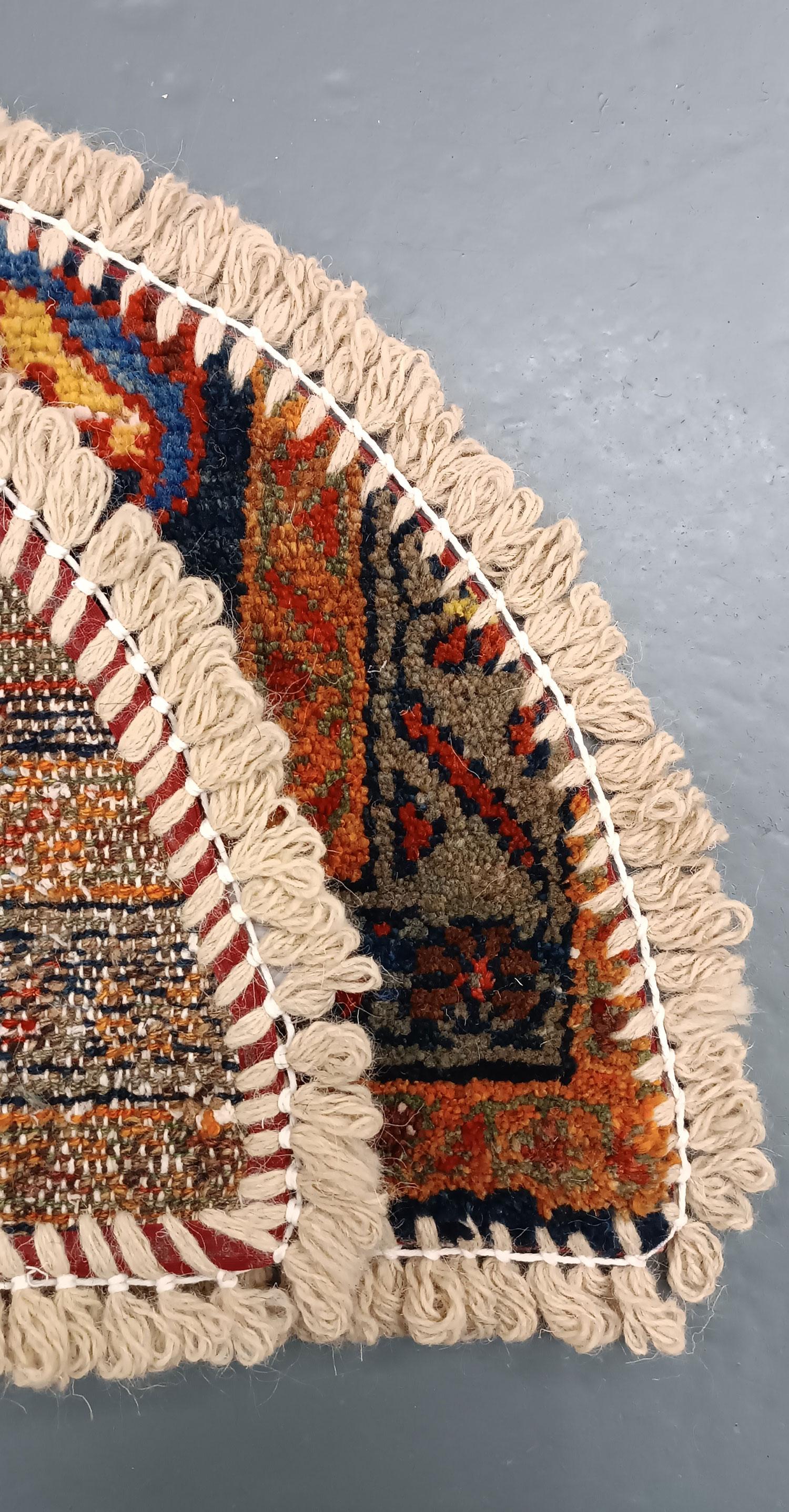 Vegetable Dyed Handmade Rug Doormat Oriental Rug Half Circular Interior Carpet Mat Entrance Way For Sale