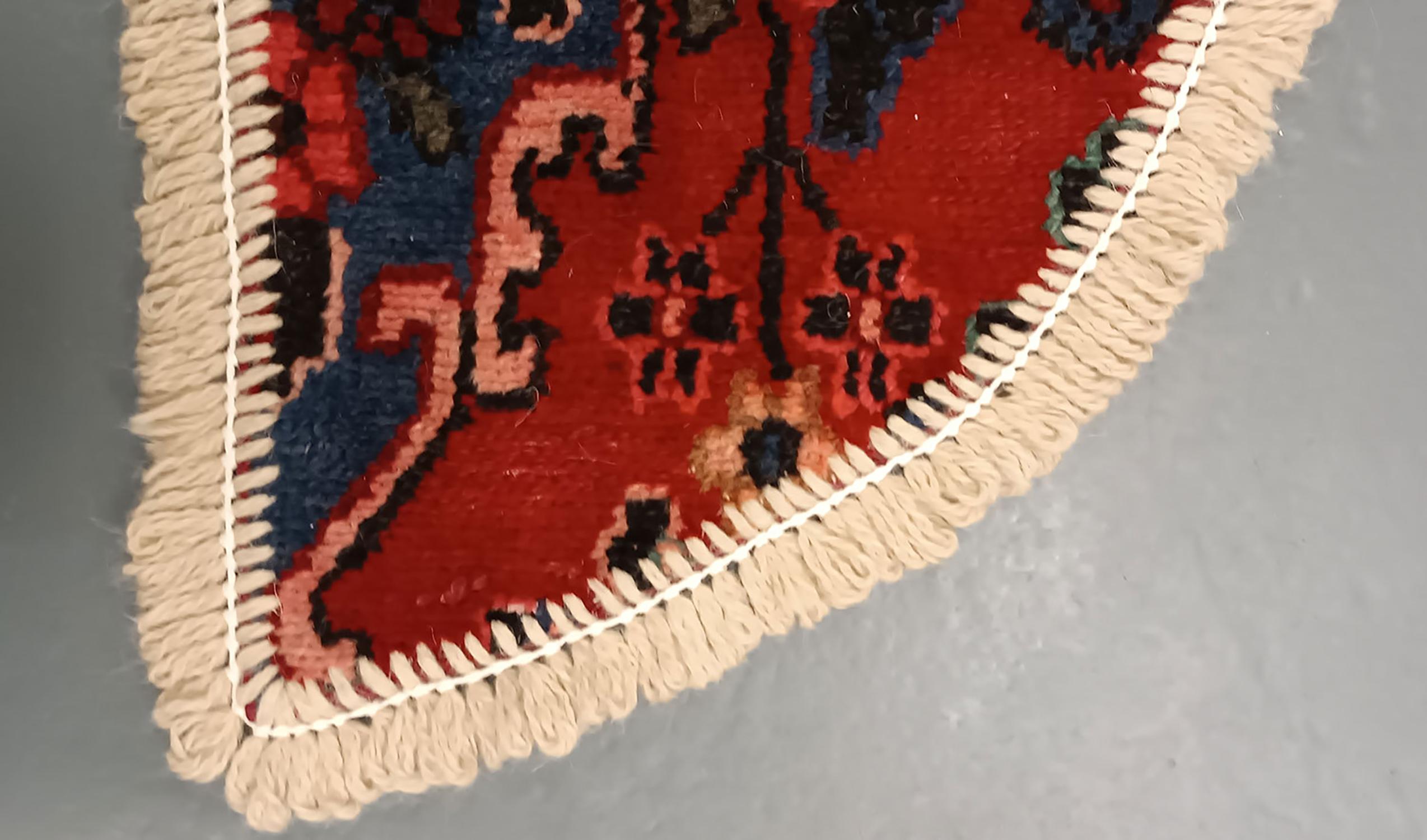 Hand-Knotted Handmade Rug Doormat Oriental Rug Half Circular Interior Carpet Mat Entrance Way For Sale